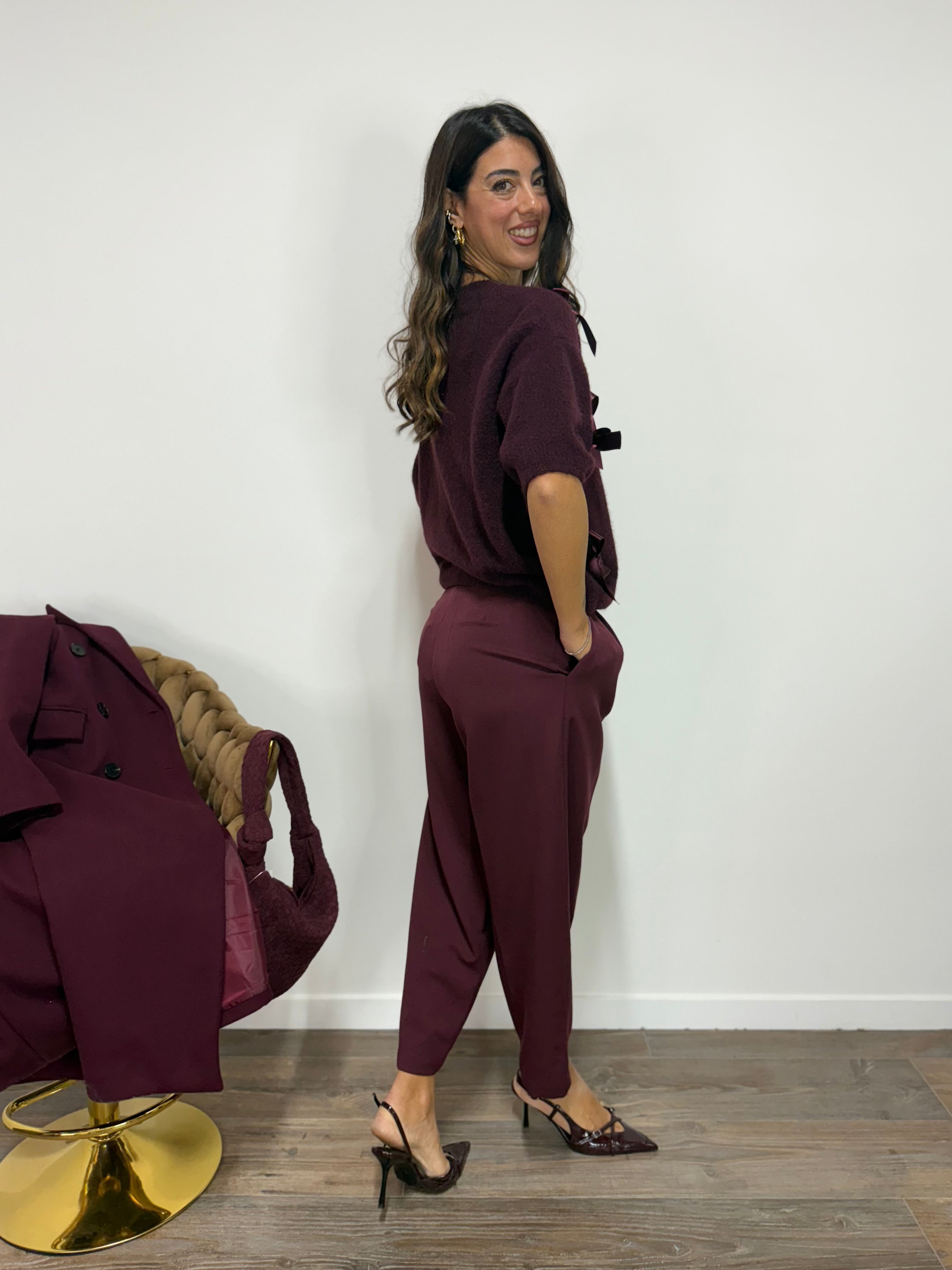 Pull Belle Noeud Bordeaux