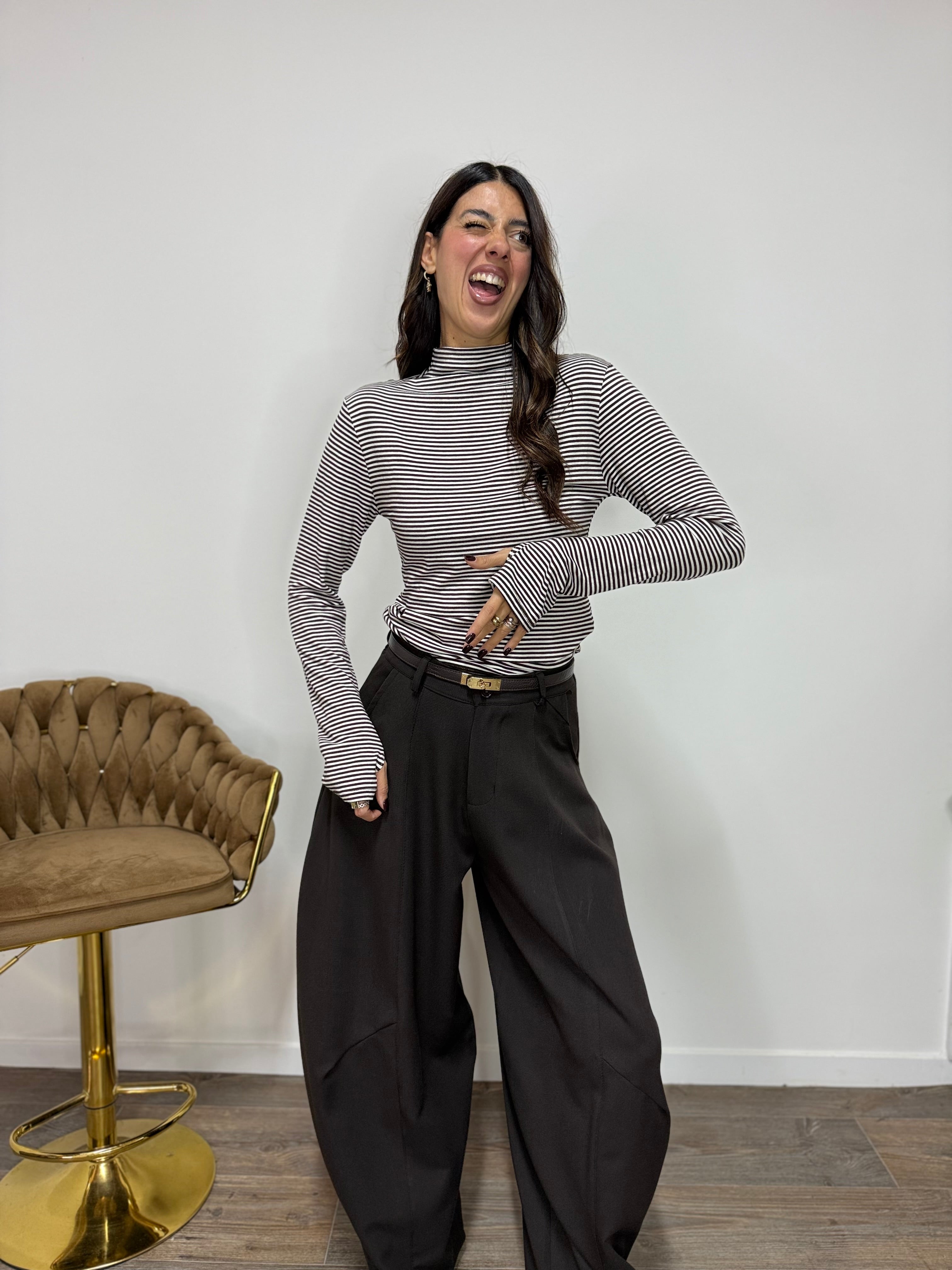 Maglia Ayla Bianca/Marrone