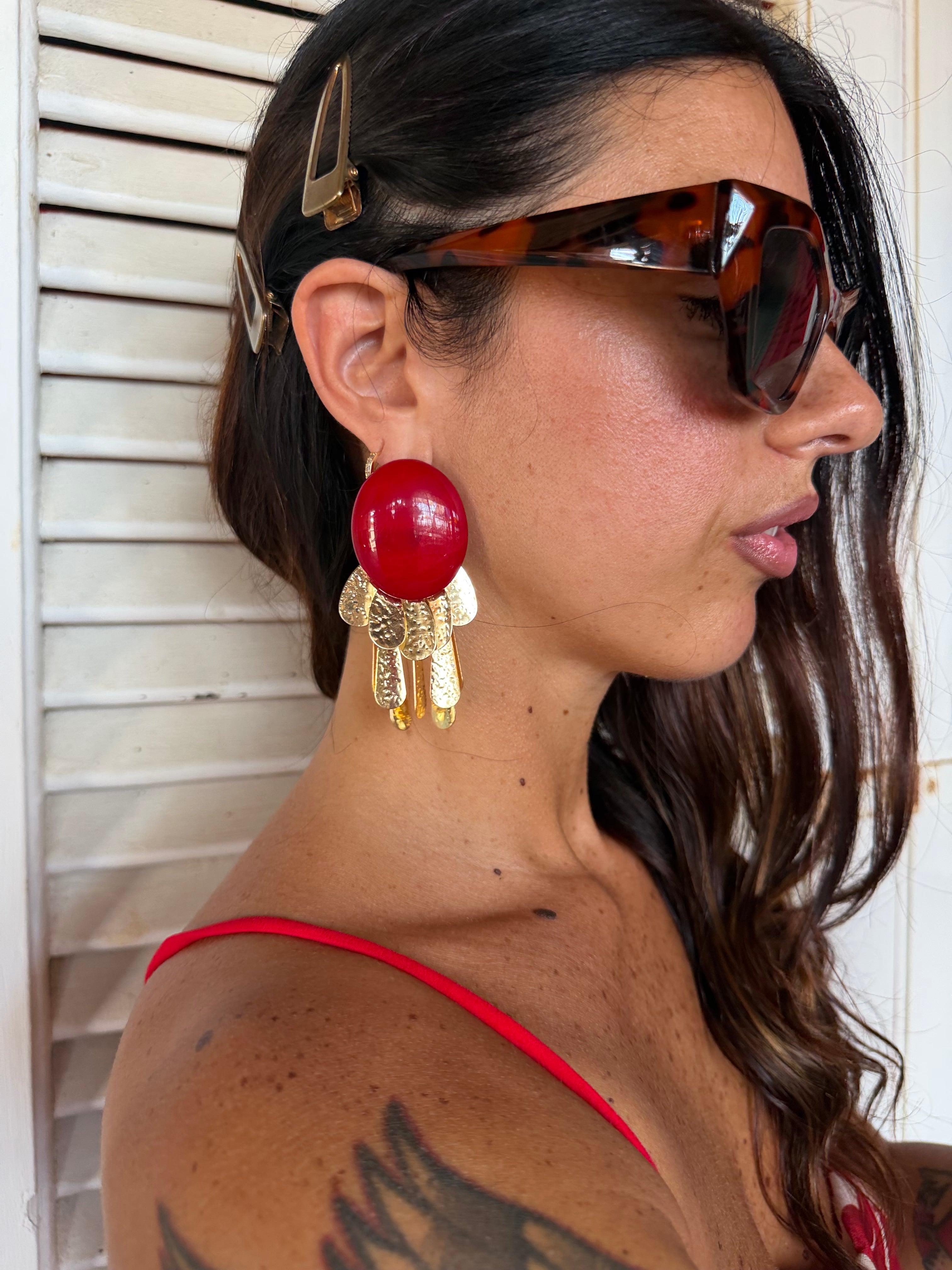 Orecchini Botton Red