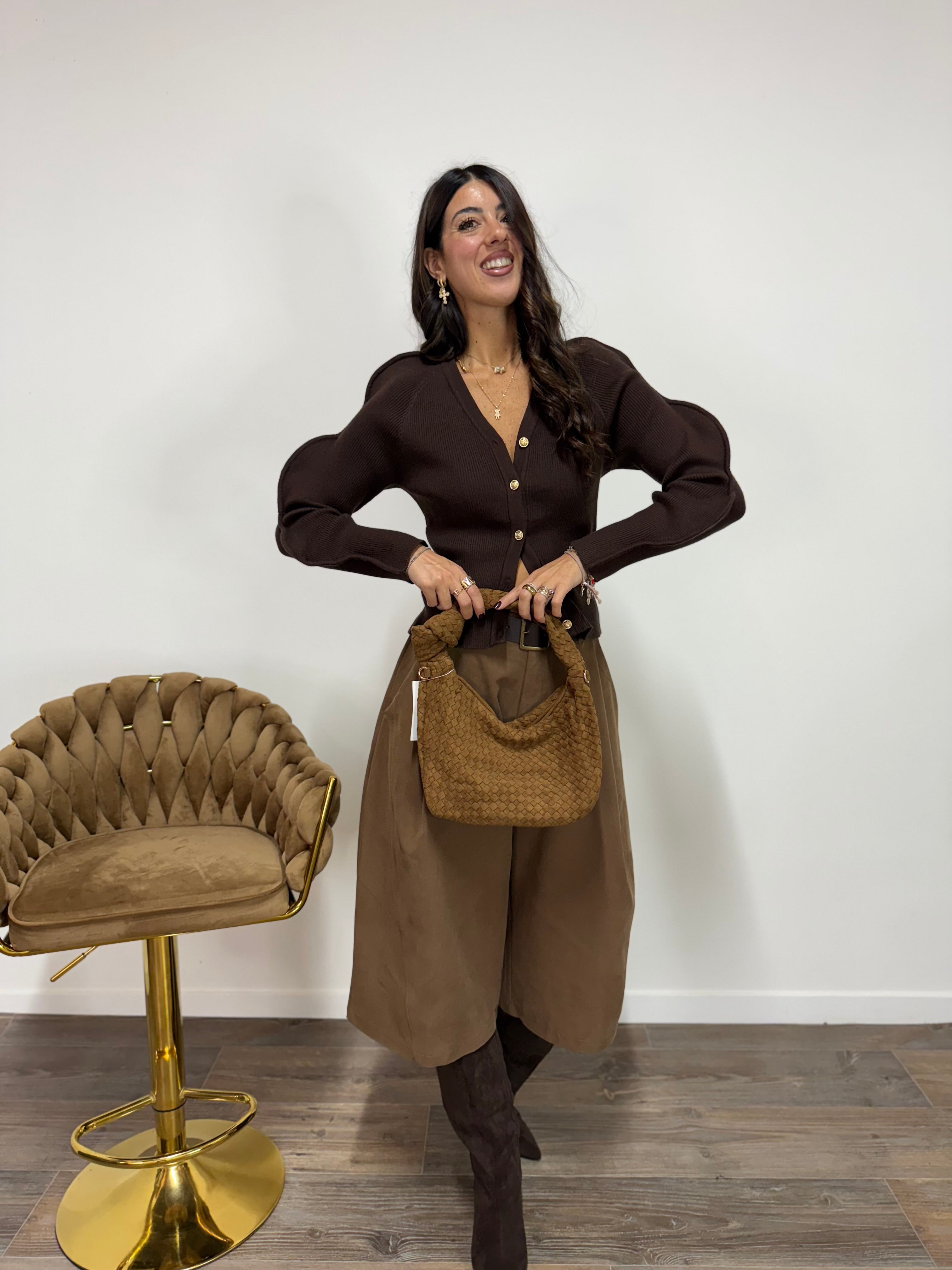 Cardigan Volumé Marrone