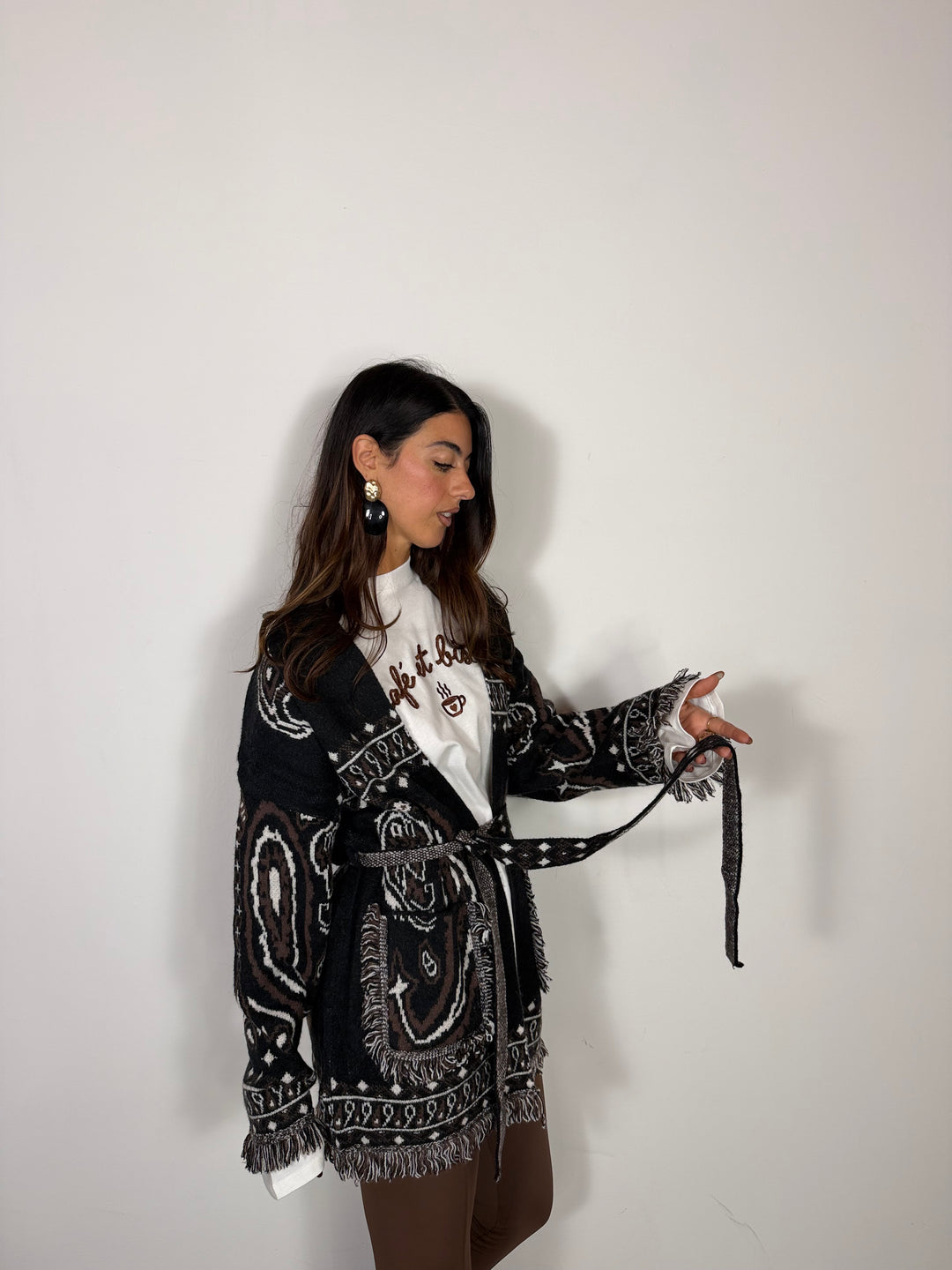 Maxi Cardigan Bandana Nero