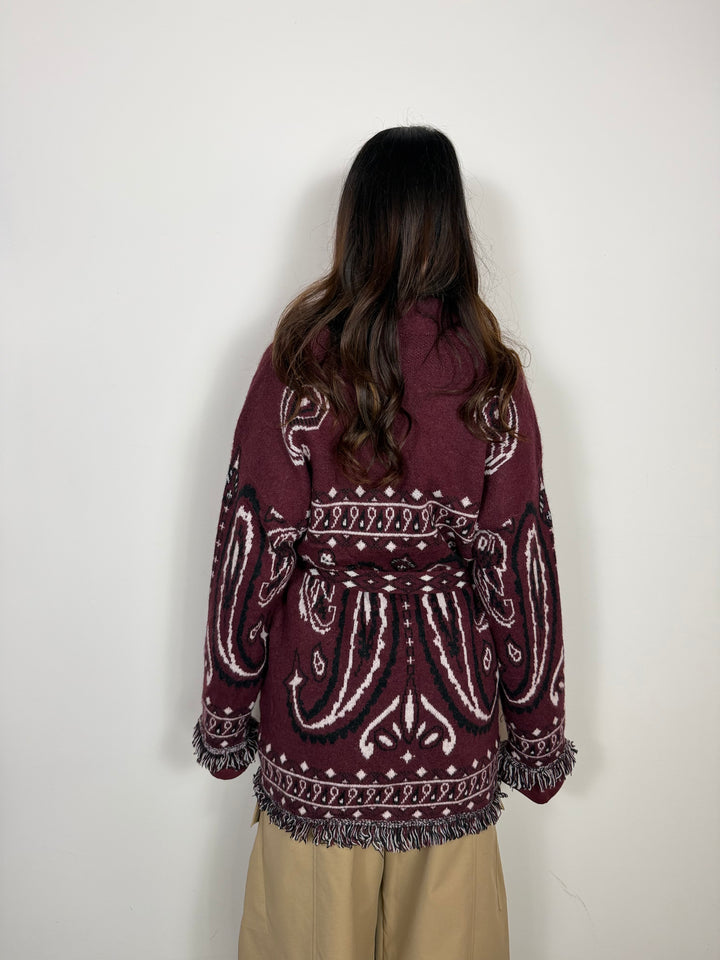 Maxi Cardigan Bandana Bordeaux