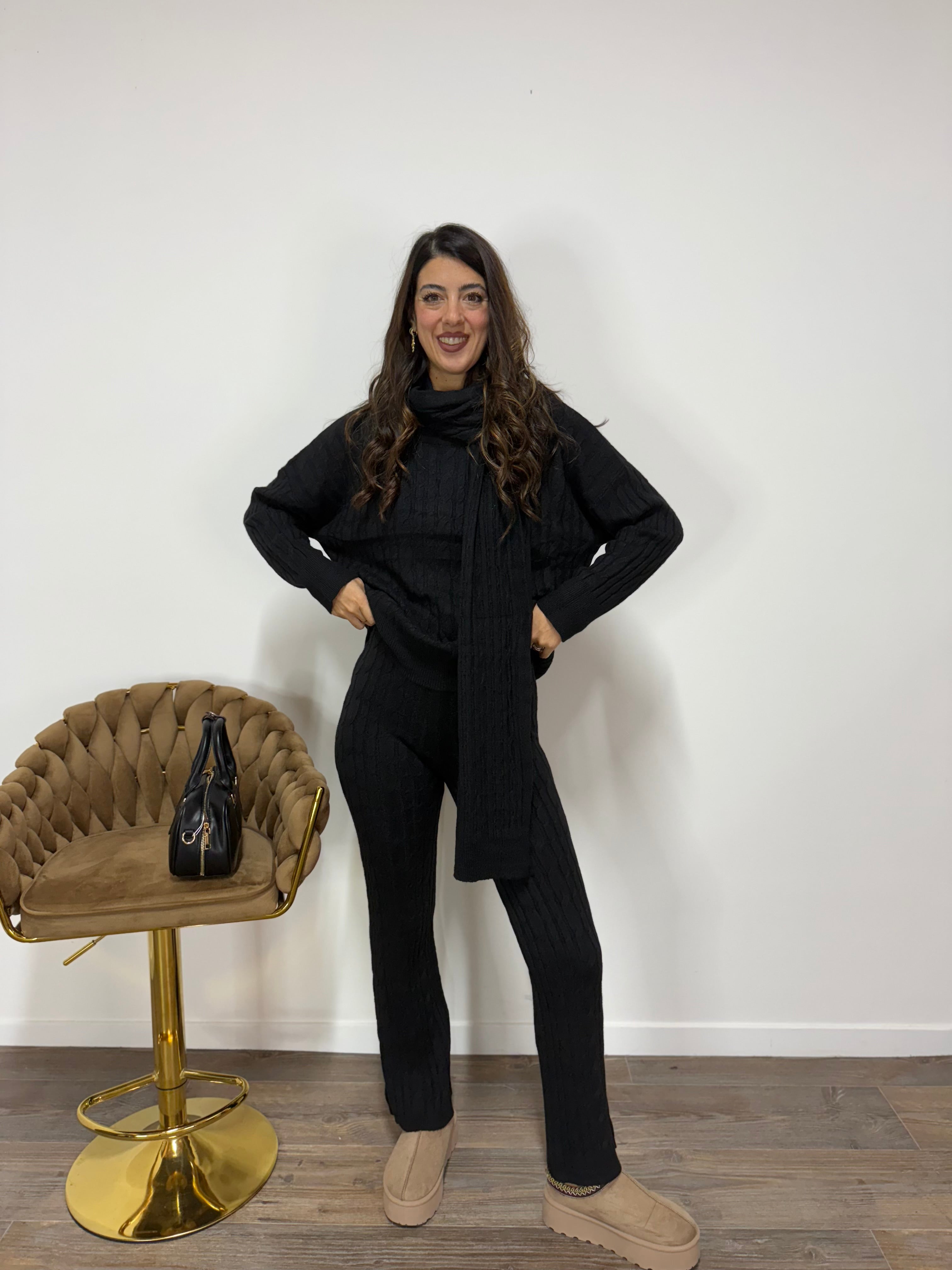 Coordinato Treccia Nero