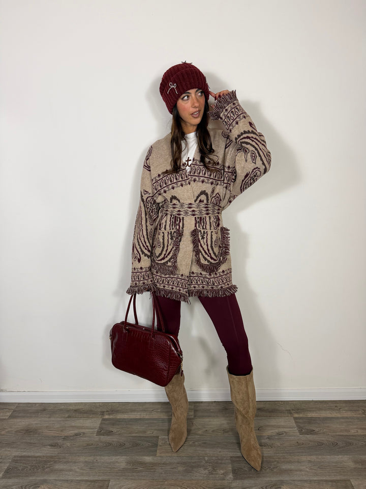 Maxi Cardigan Bandana Beige