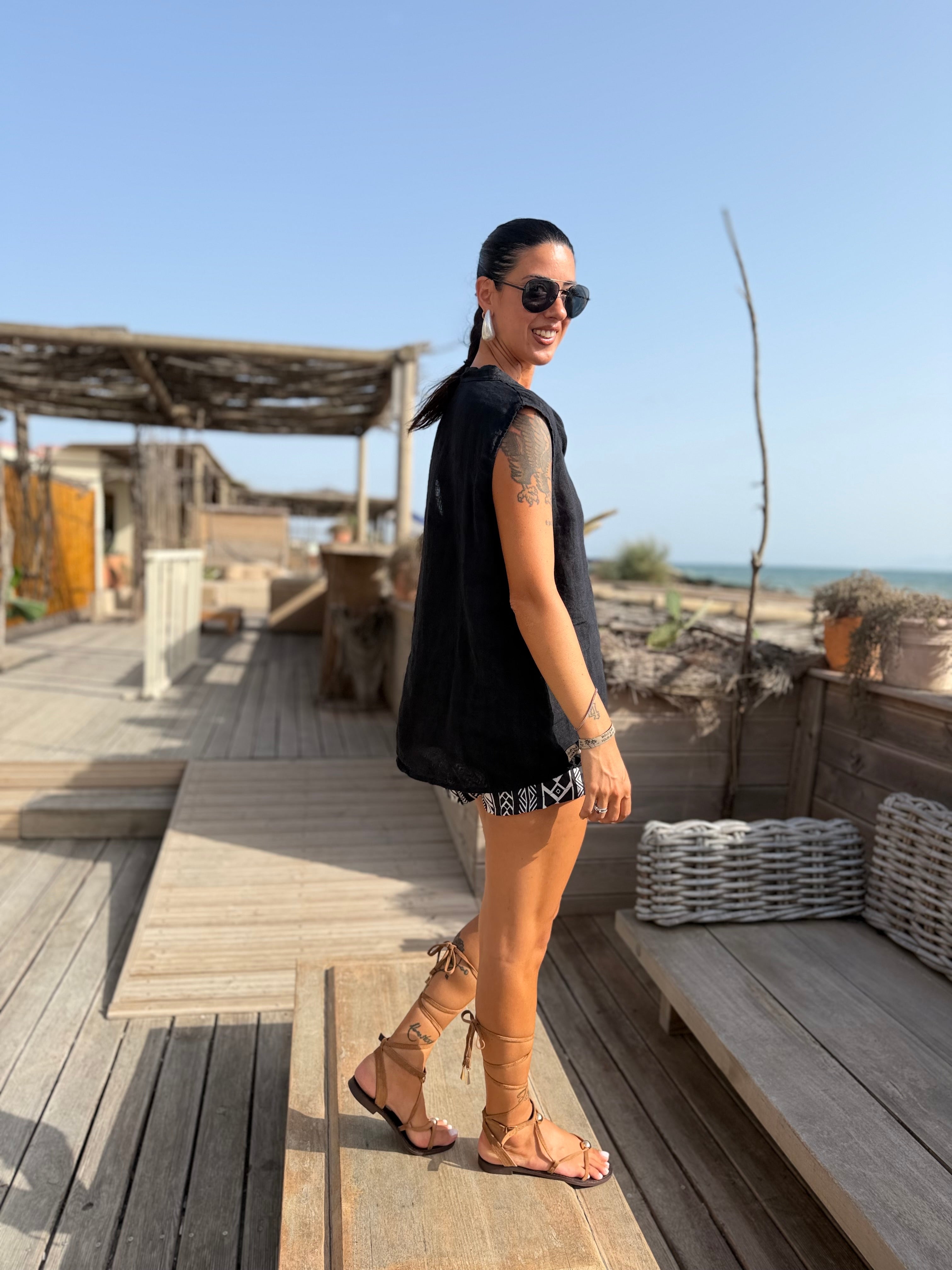 Blusa Puro Lino Nera