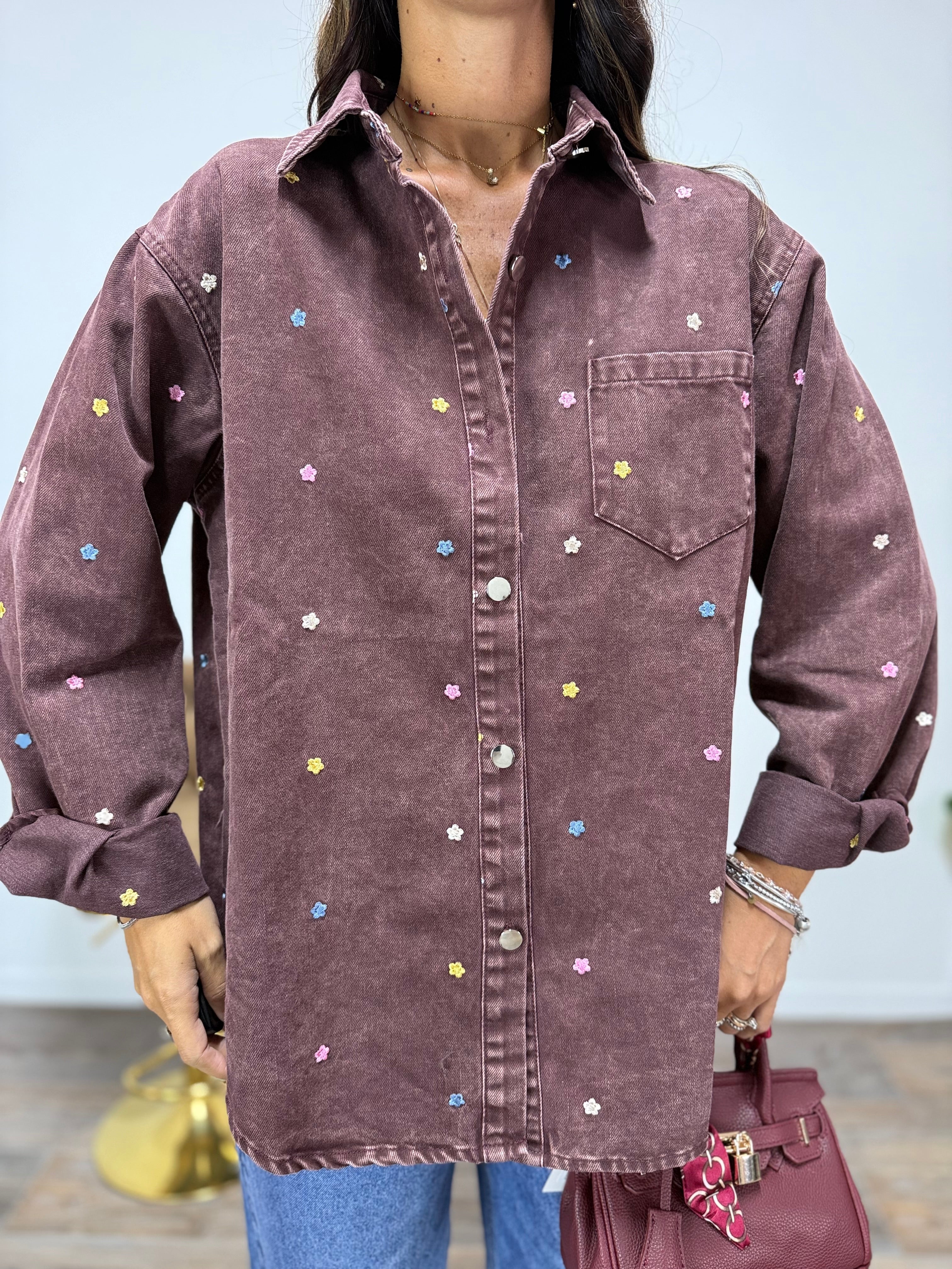 Camicia Flower Bordeaux