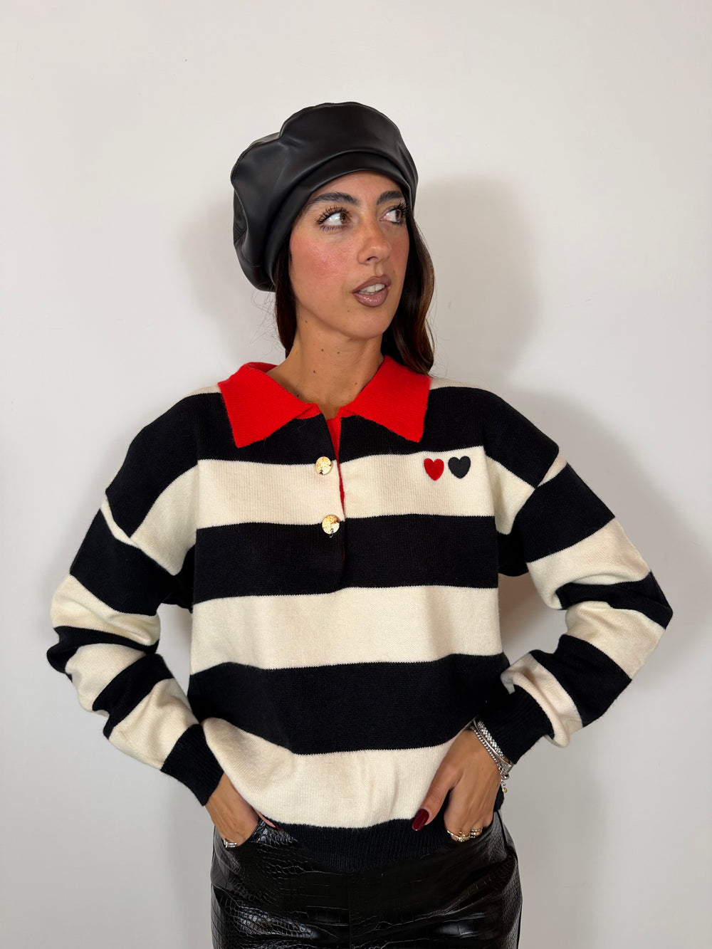 Pull Cuoricini Nero