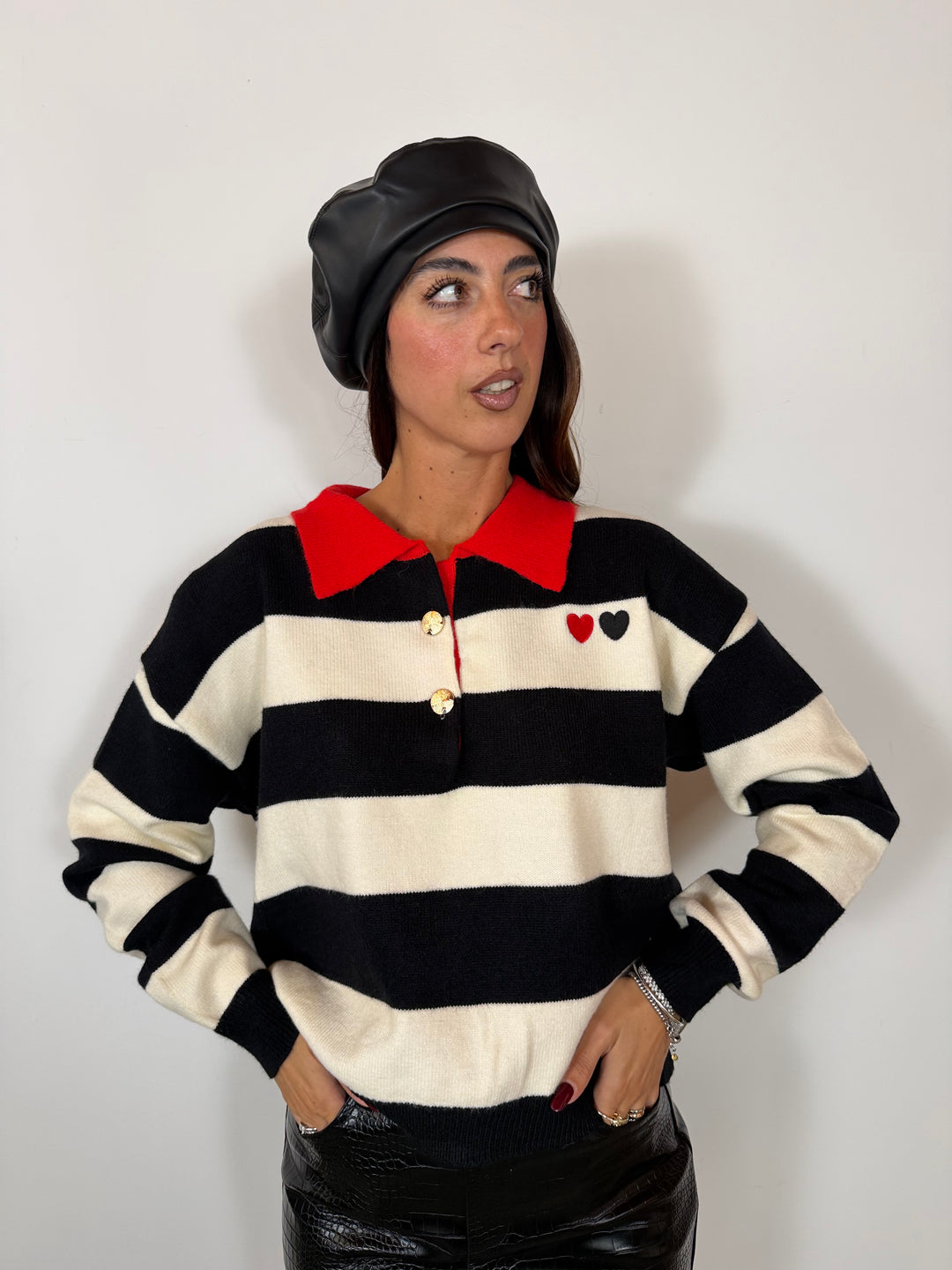 Pull Cuoricini Nero