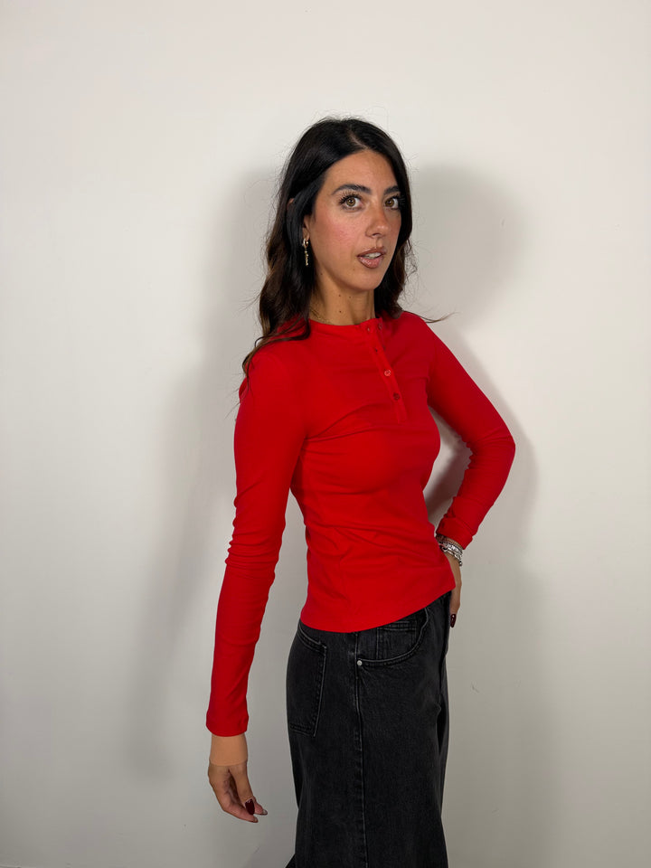 Maglia Bottoncini  LUMINA Rossa