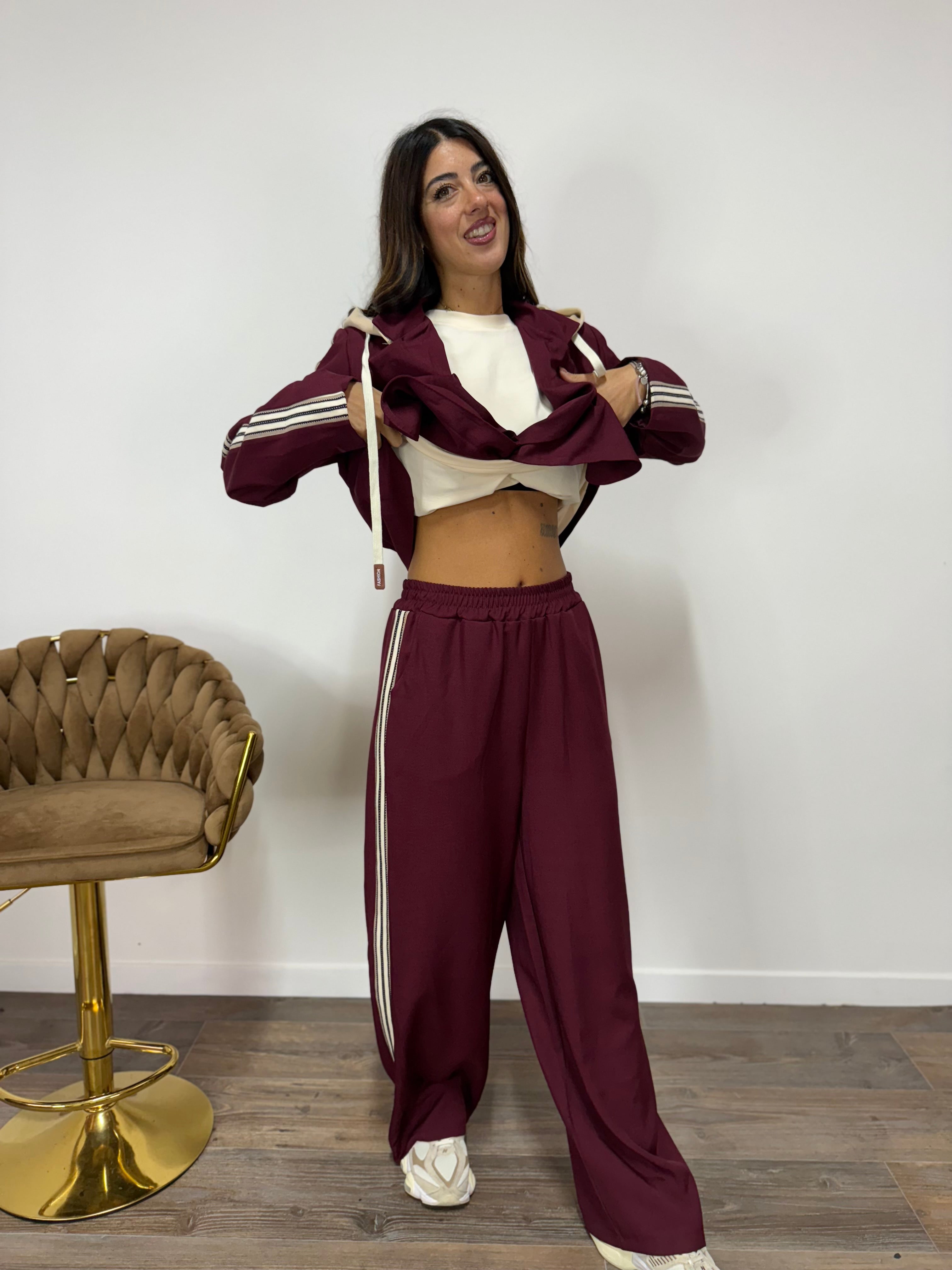 Tailleur New Jersey Bordeaux