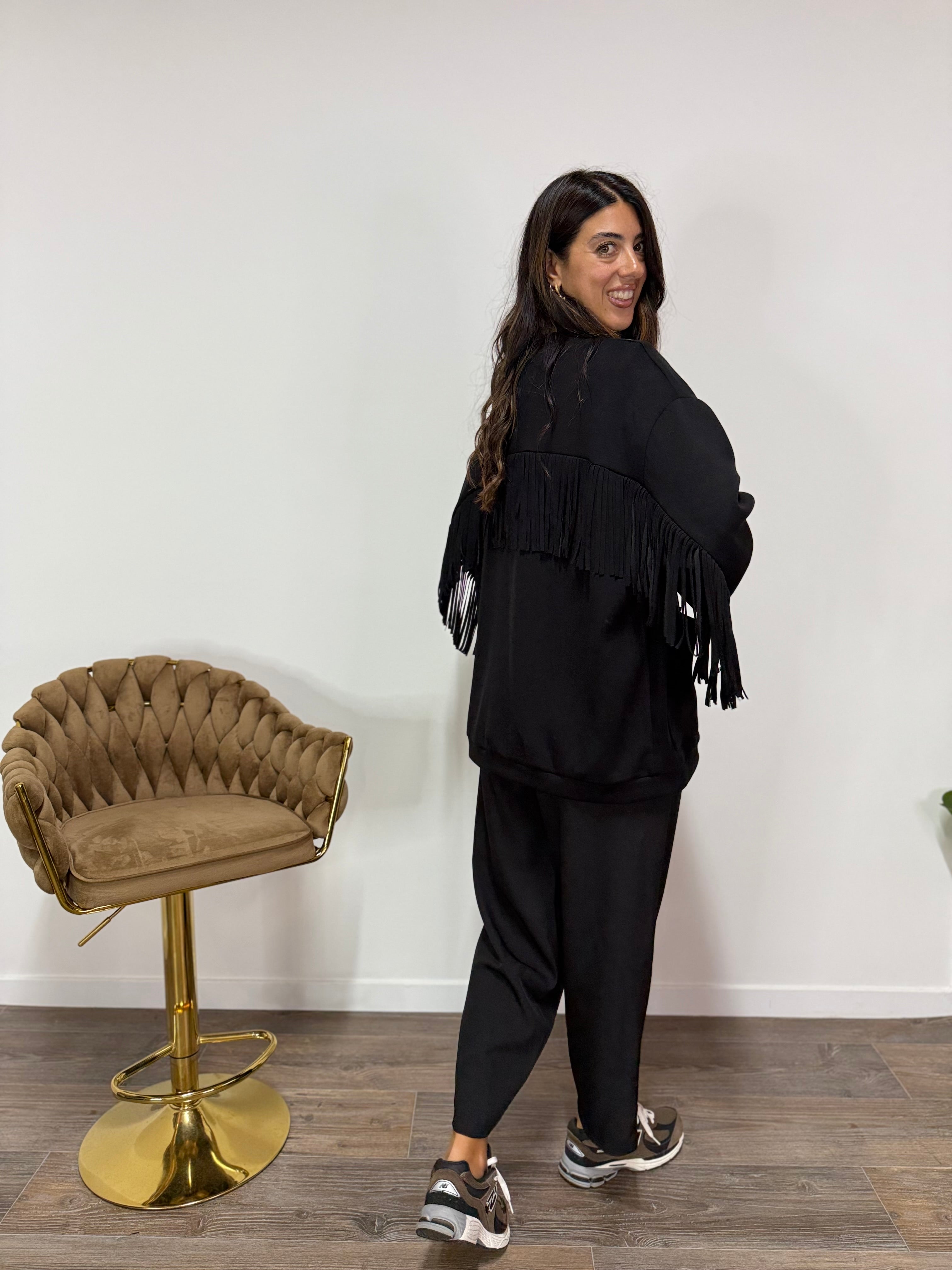 Cardigan Pocket Frange LUMINA Nero