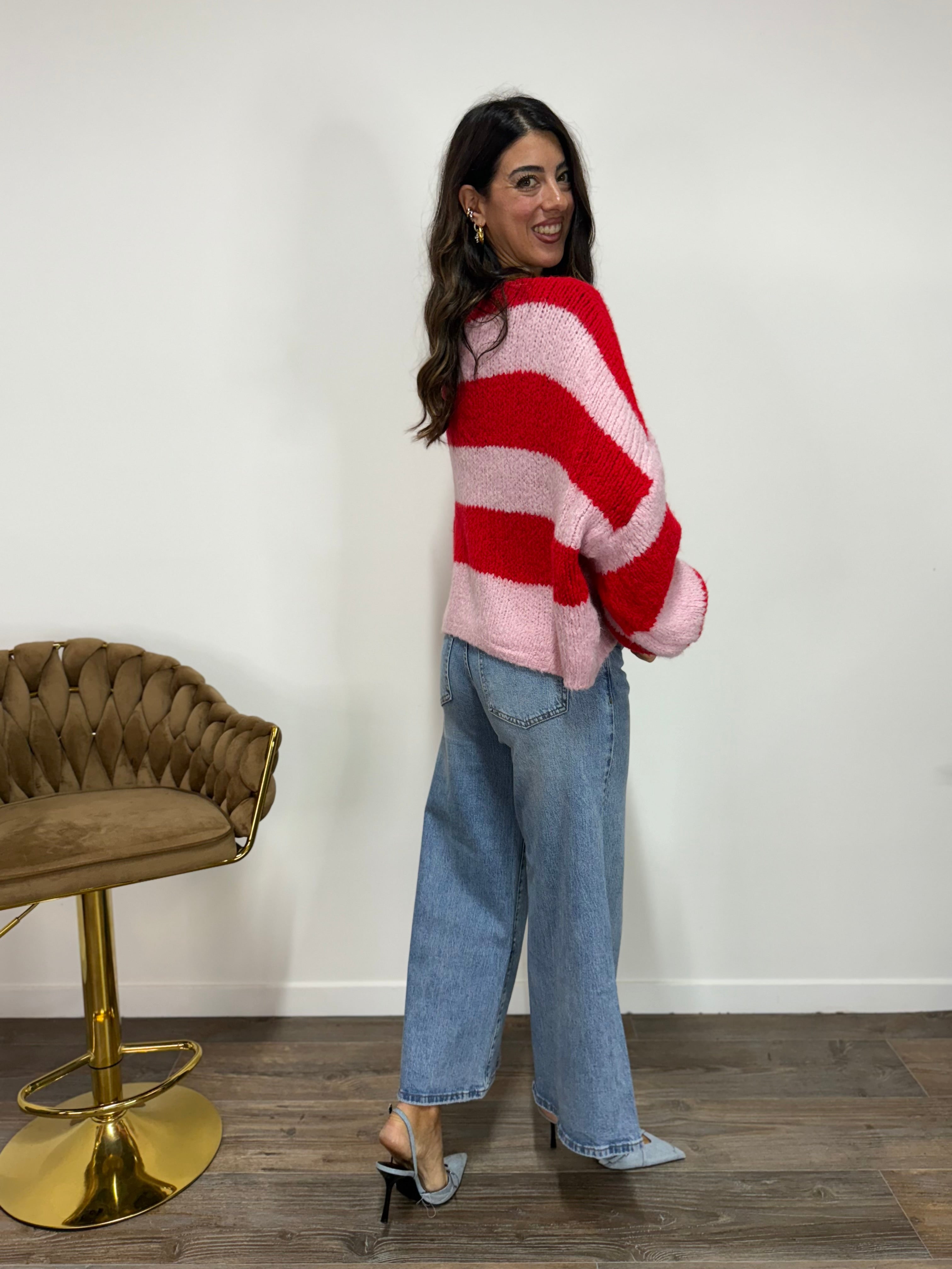 Cardigan Fiocco Rosso/Rosa