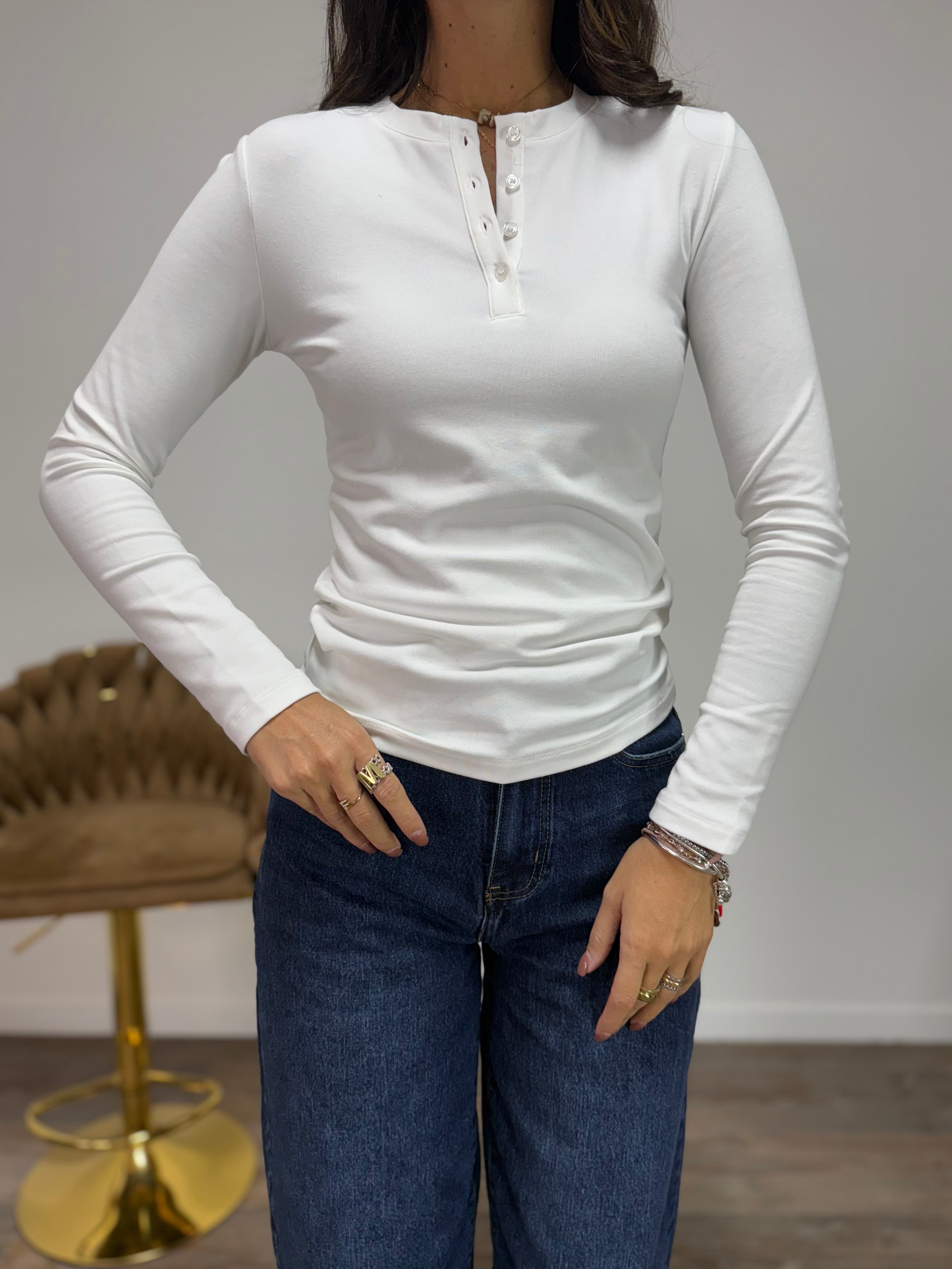 Maglia Bottoncini LUMINA Bianca