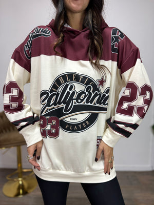 Felpa Cappuccio California Bordeuax