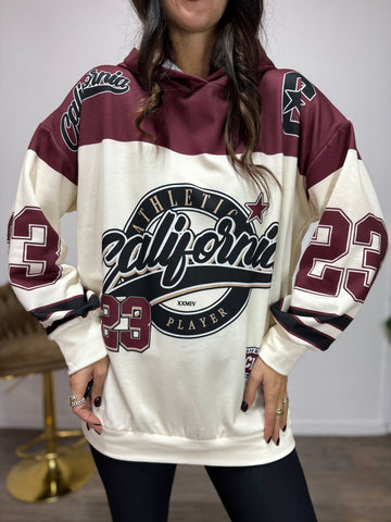 Felpa Cappuccio California Bordeuax