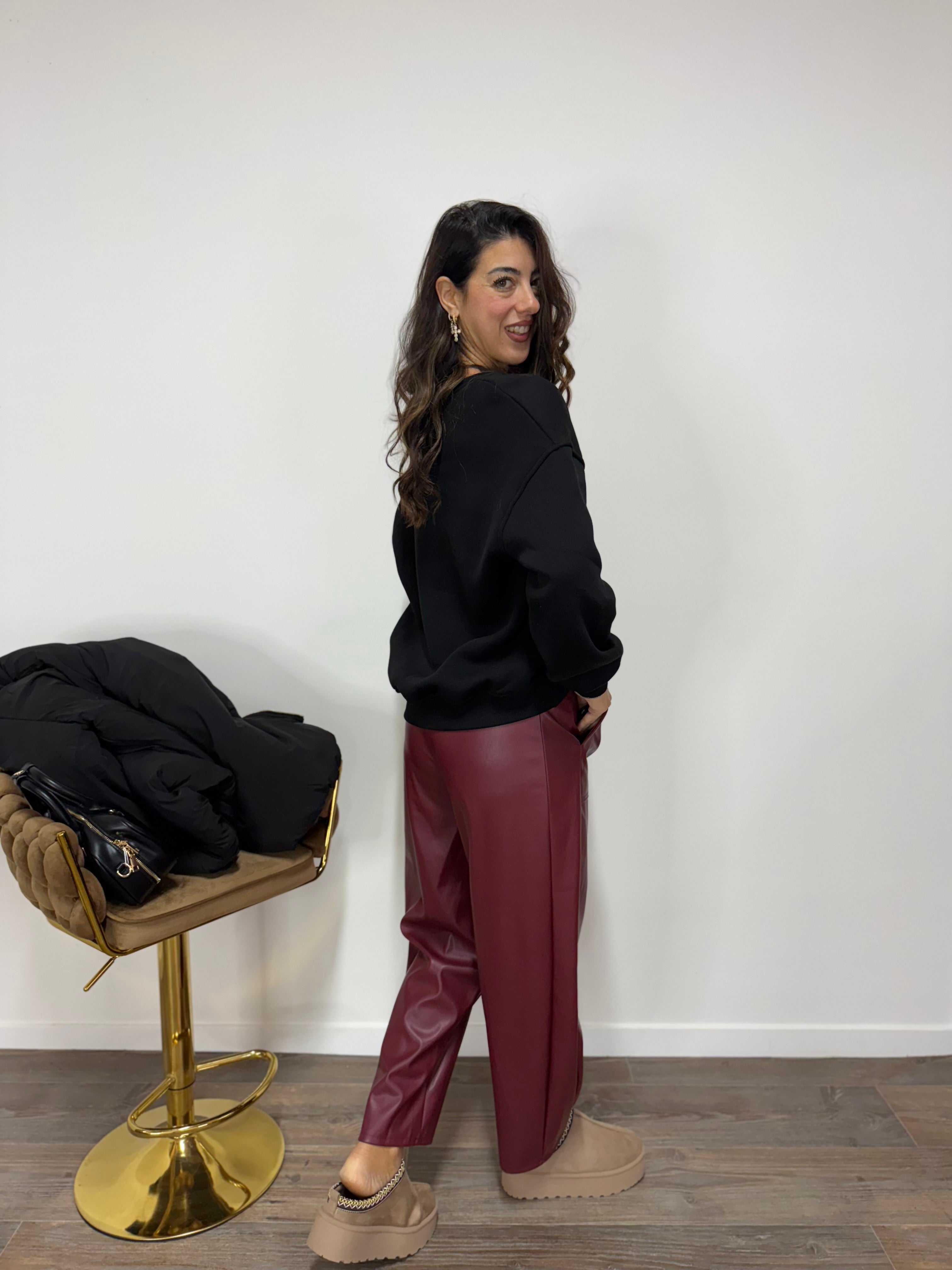 Pantalone Leather Bordeaux