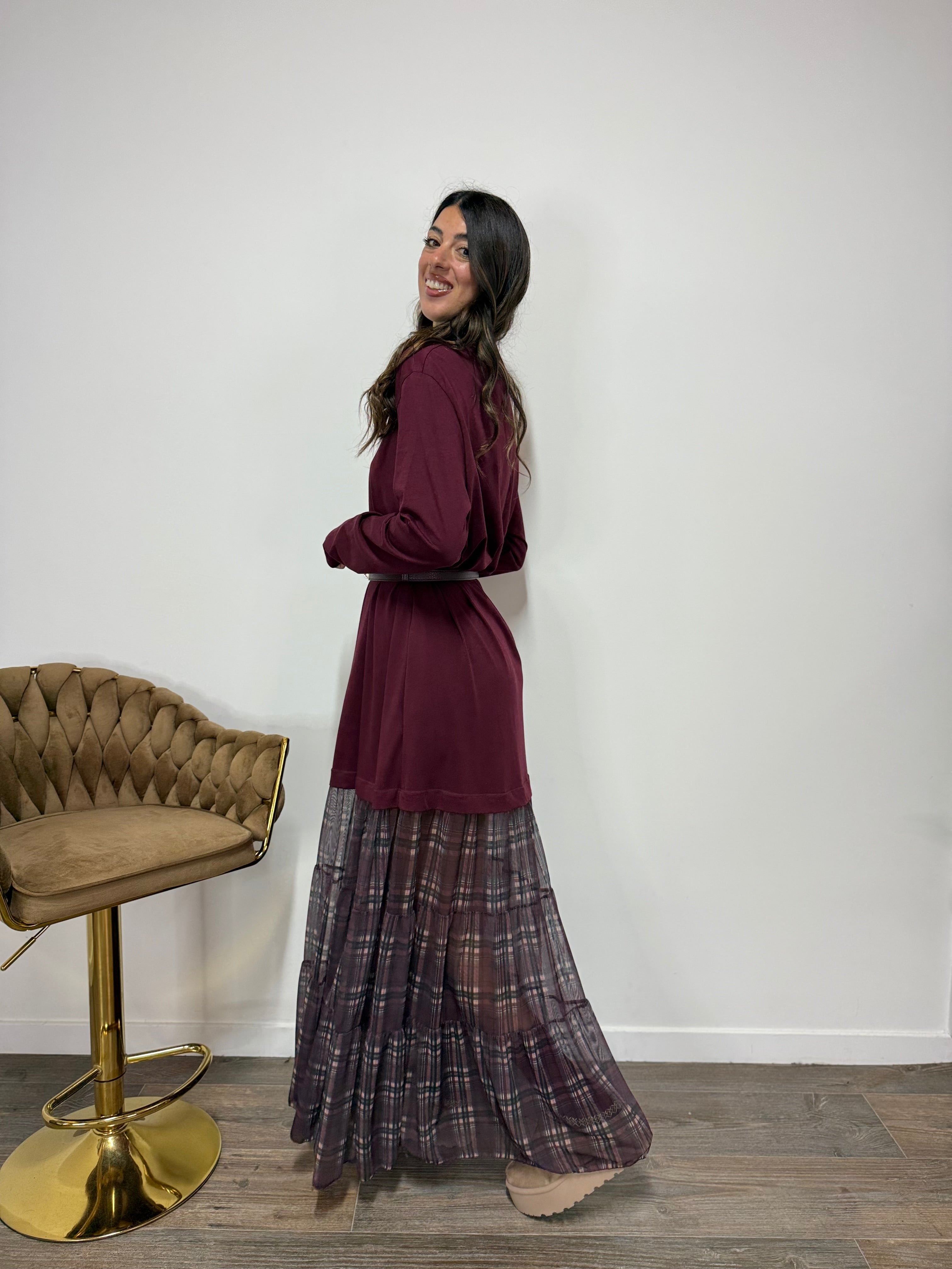 Abito Kilt LUMINA Bordeaux