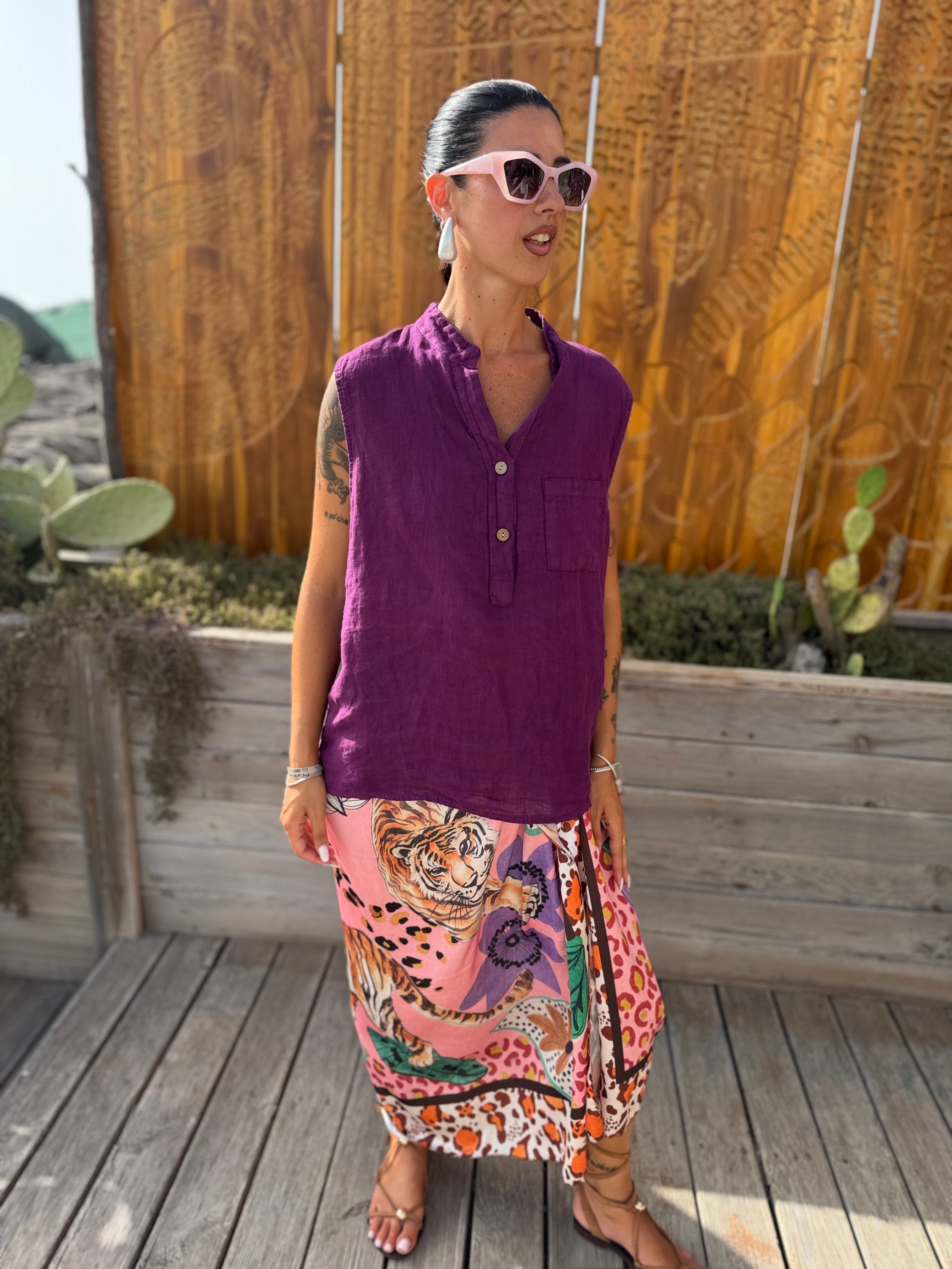 Blusa Puro Lino Magenta