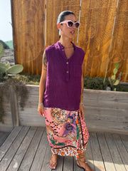 Blusa Puro Lino Magenta