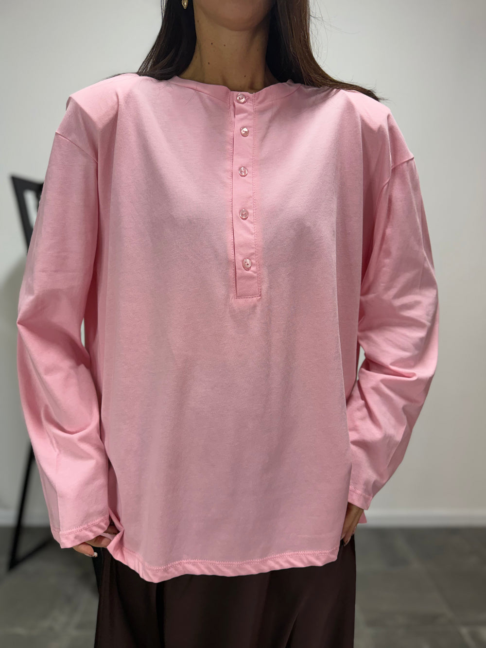Maglia Bottoncini  JUST WEST Rosa