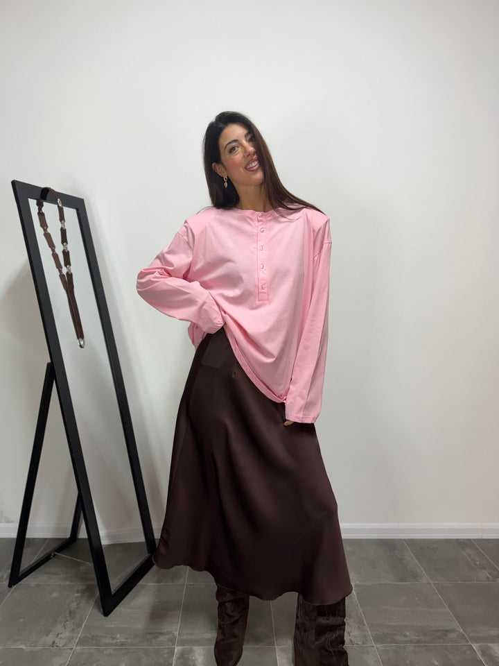 Maglia Bottoncini  JUST WEST Rosa