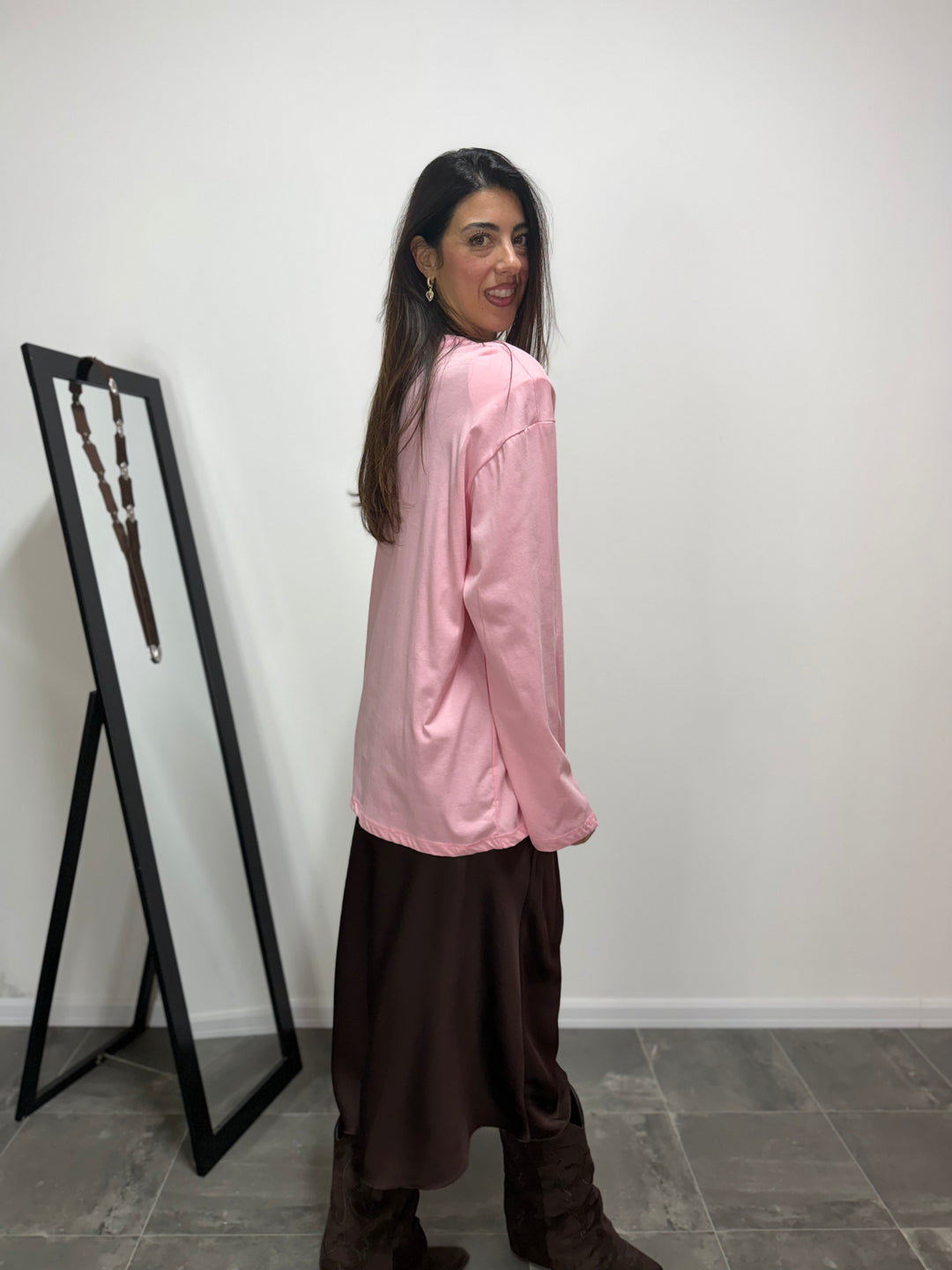 Maglia Bottoncini  JUST WEST Rosa