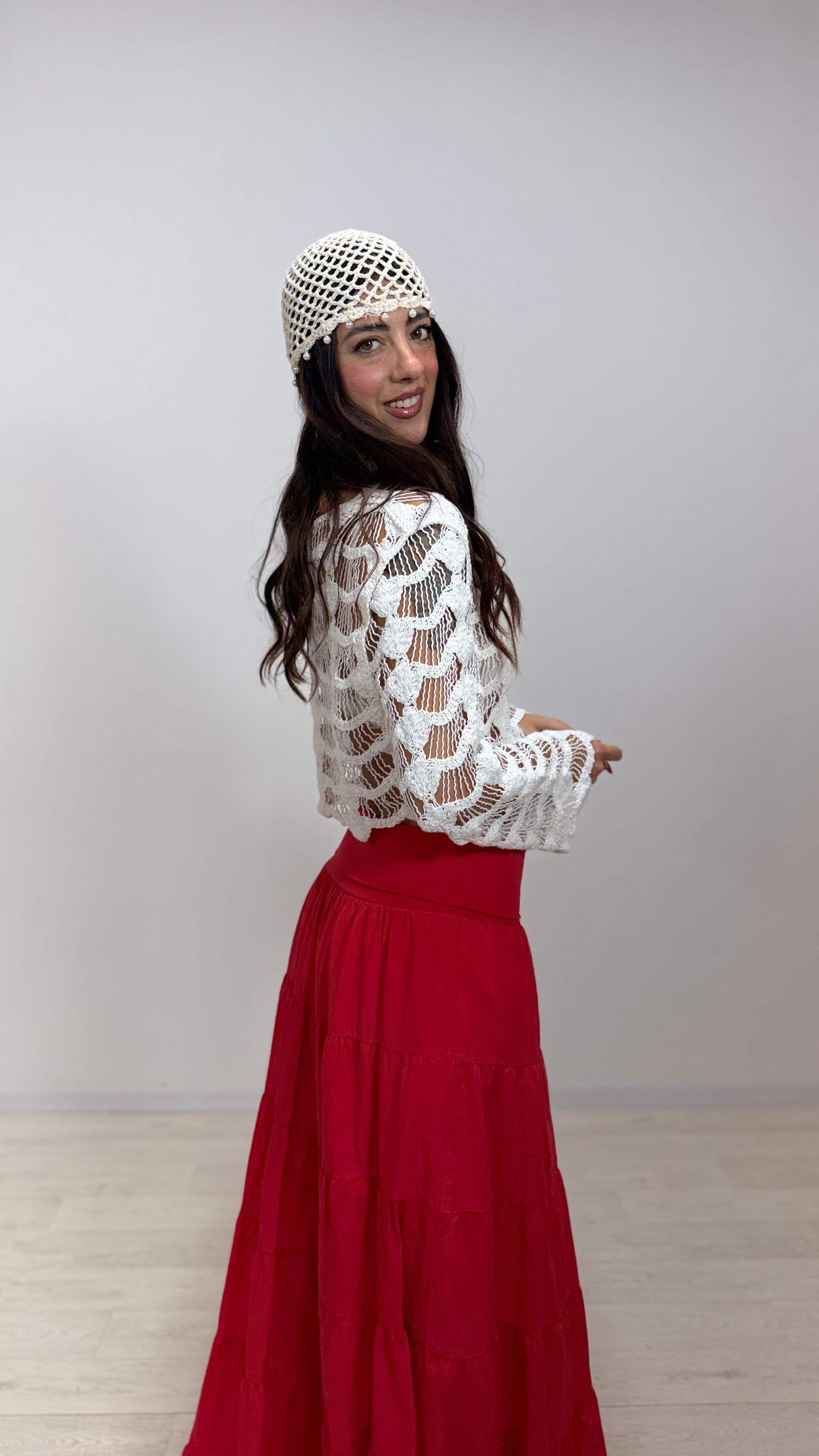 Maglia Macramè Barbados Bianca