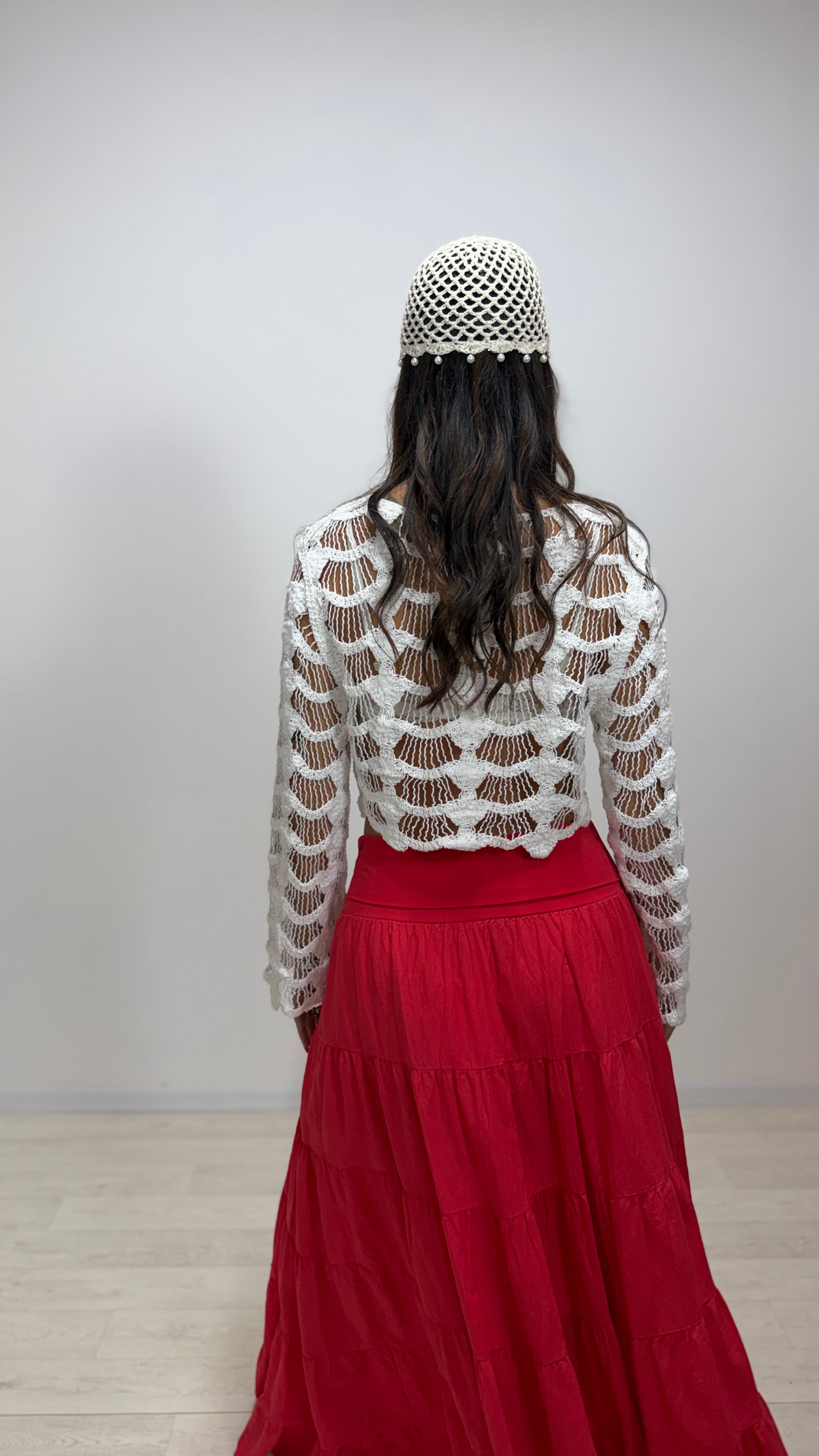 Maglia Macramè Barbados Bianca