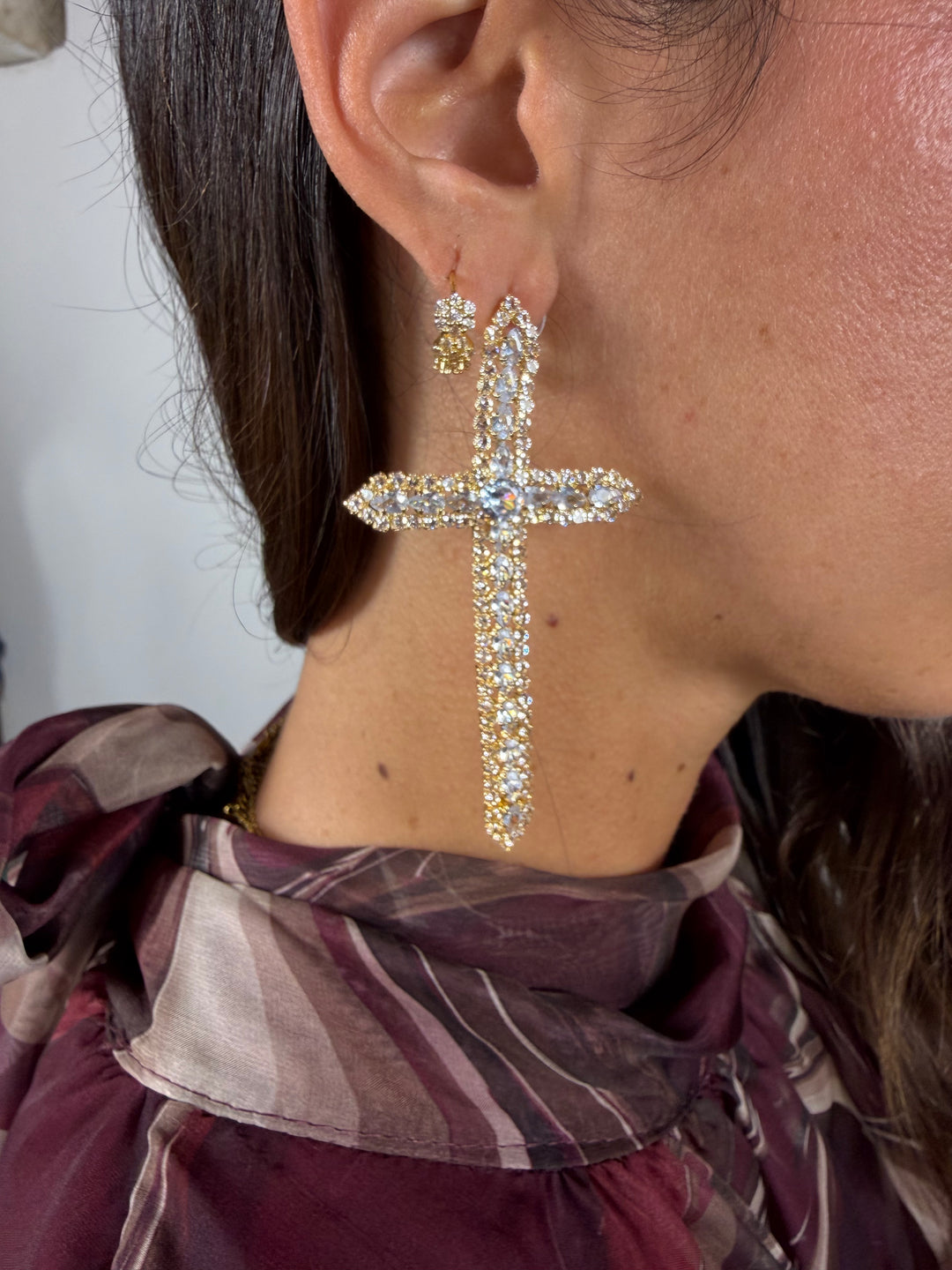 Orecchini Croce Glamour Gold
