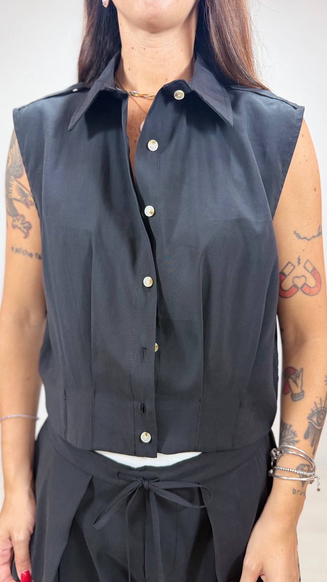 Gilet Cropped Yulia LUMINA Nero