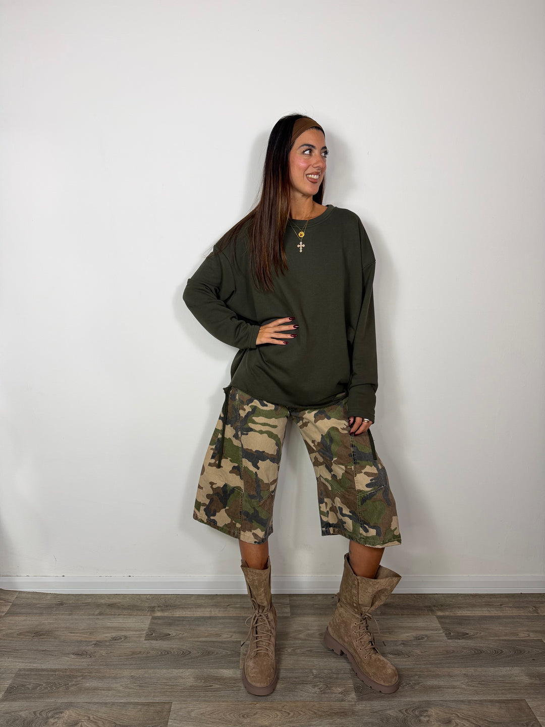 Felpa Warp JUST WEST Militare