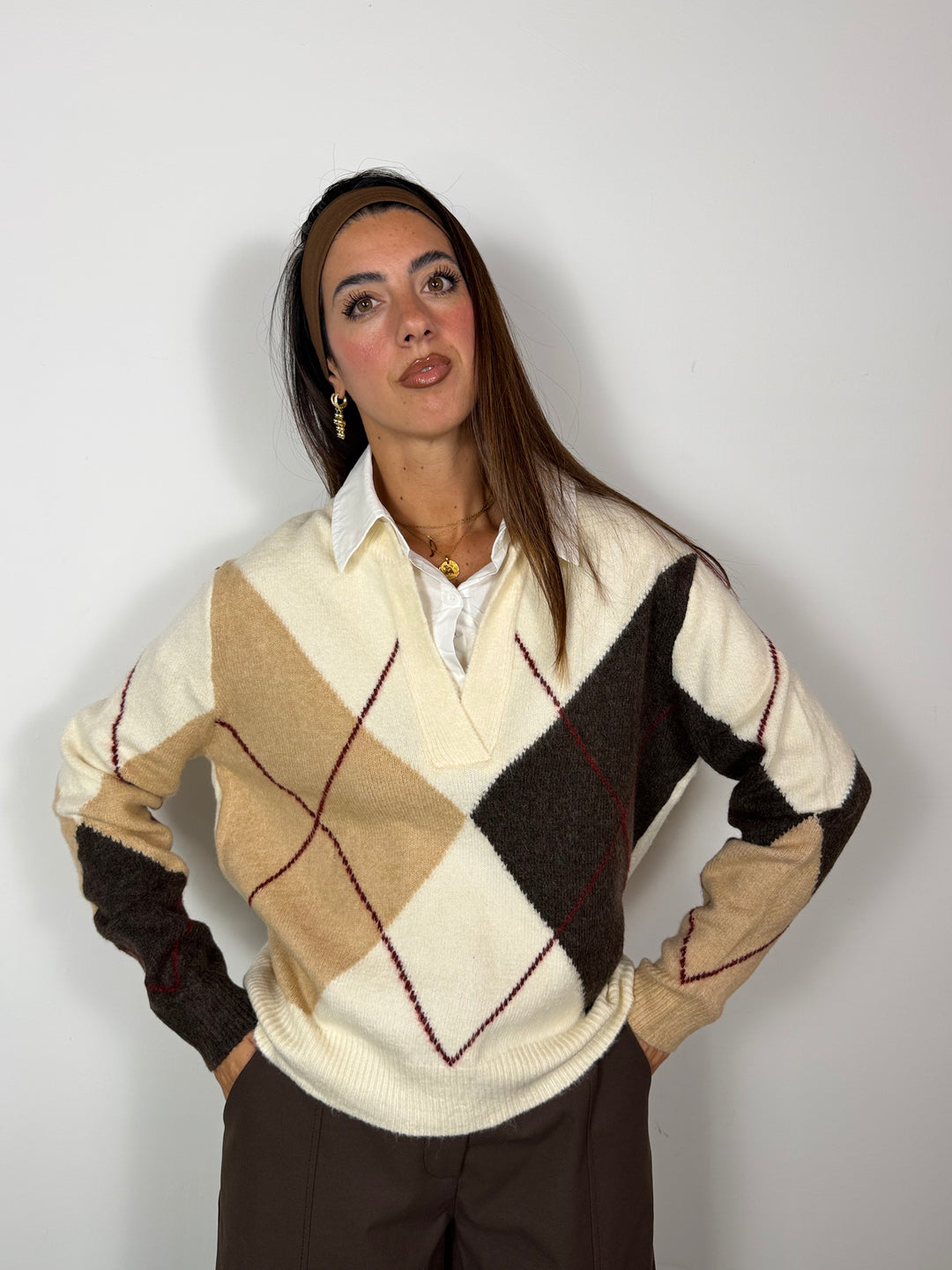 Pull Geometric Beige