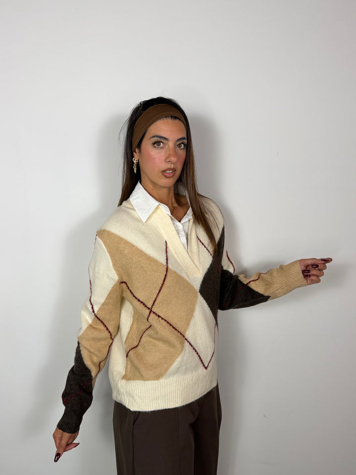 Pull Geometric Beige