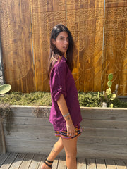 Maxi Camicia Puro Lino Magenta