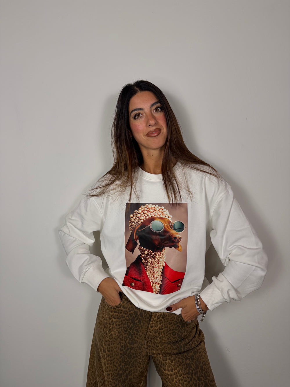 Felpa Bassotto Style Bianca