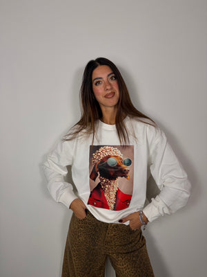 Felpa Bassotto Style Bianca