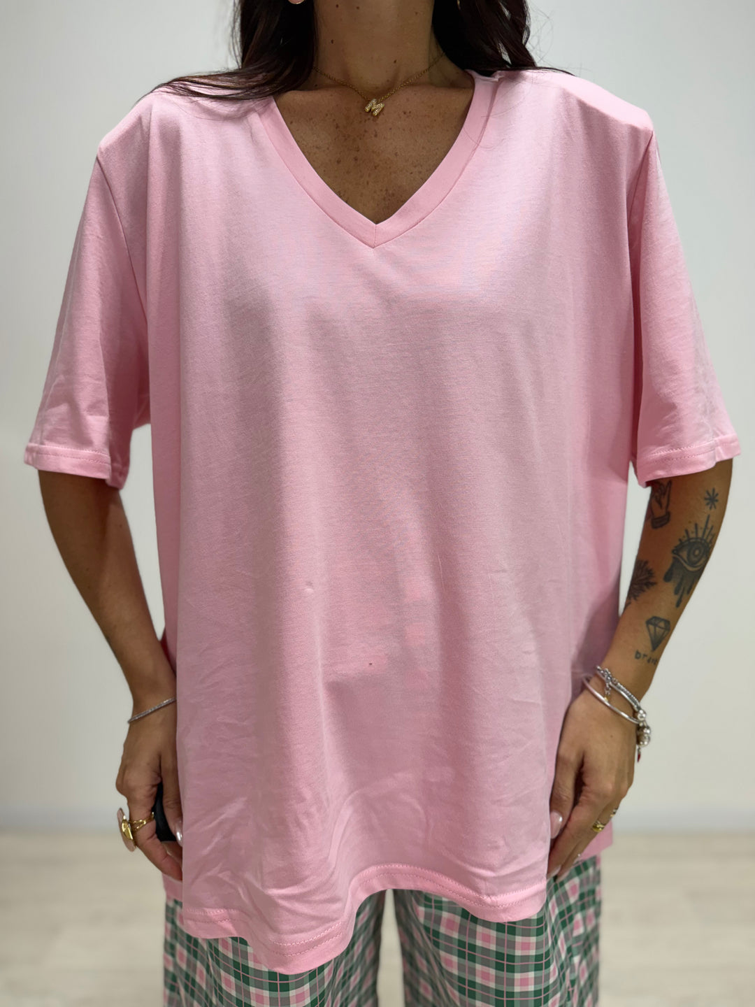 T-Shirt V JUST WEST Pink