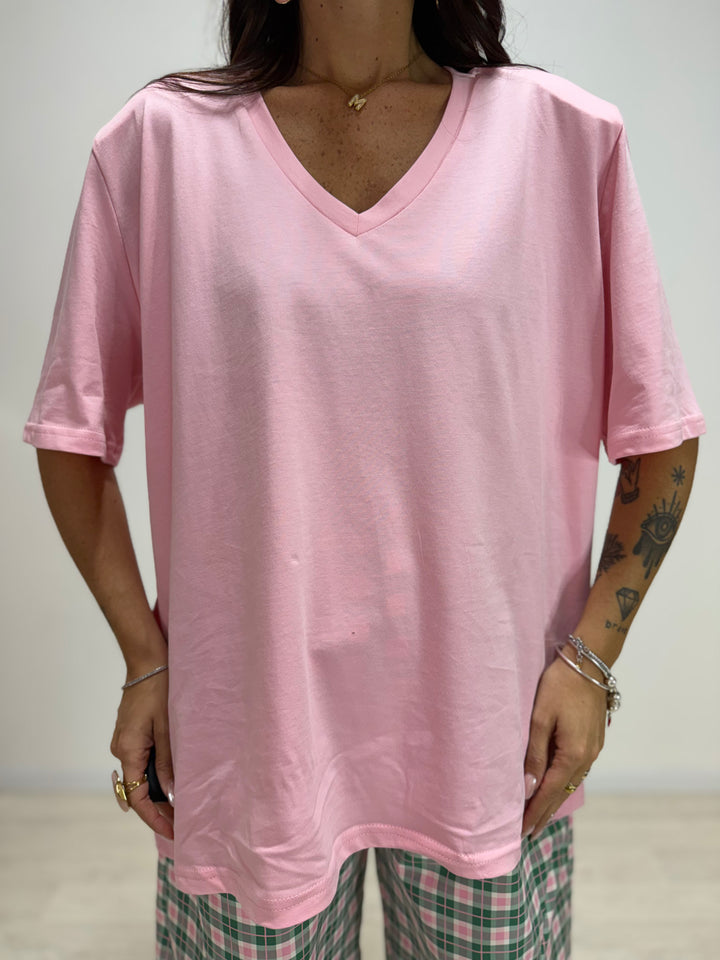 T-Shirt V JUST WEST Pink