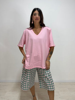T-Shirt V JUST WEST Pink