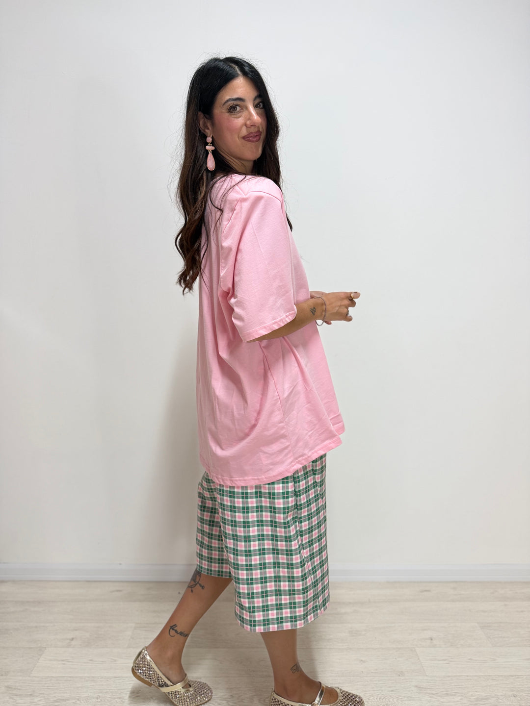 T-Shirt V JUST WEST Pink