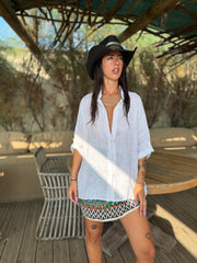 Maxi Camicia Puro Lino Bianca