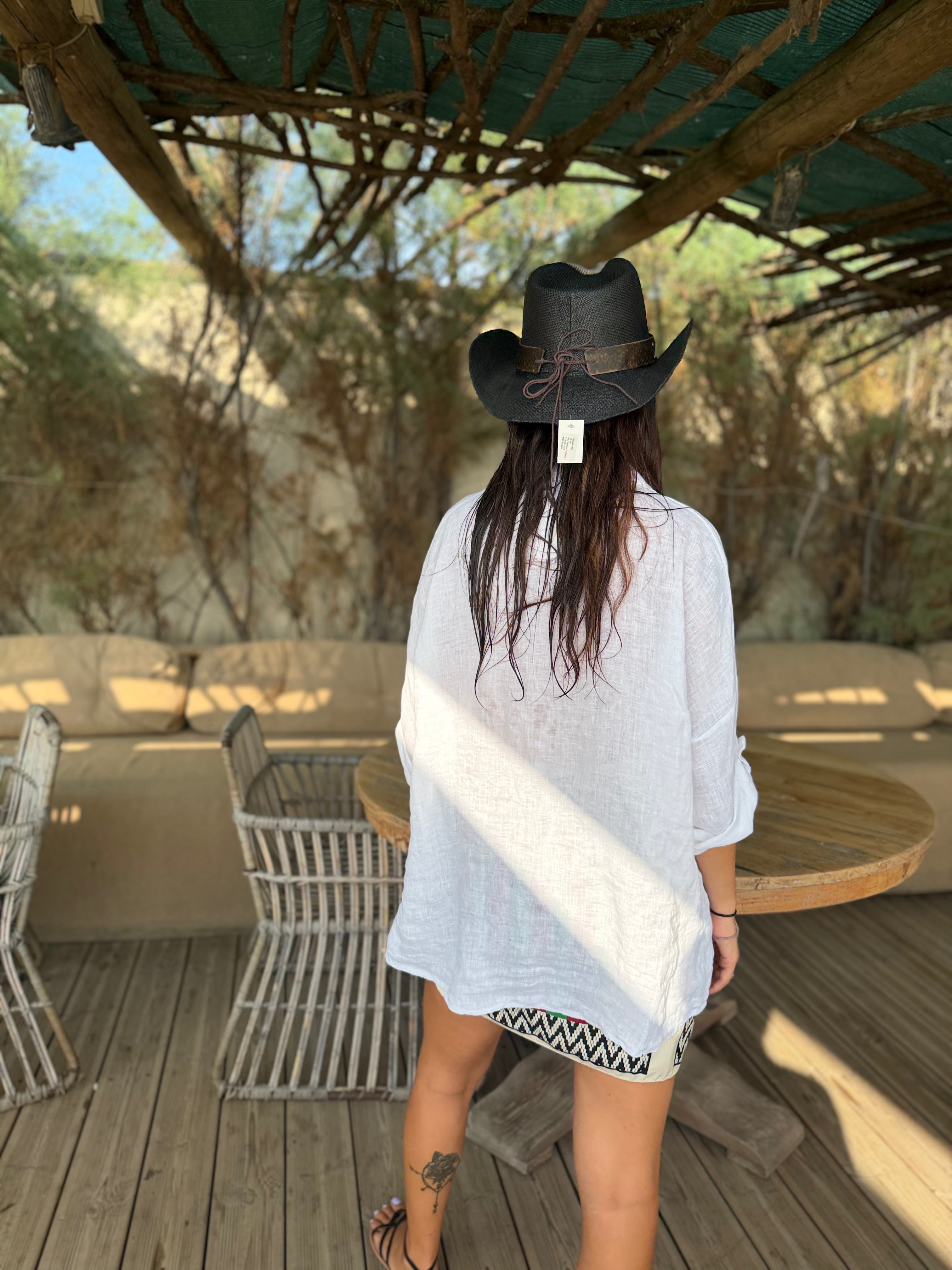 Maxi Camicia Puro Lino Bianca