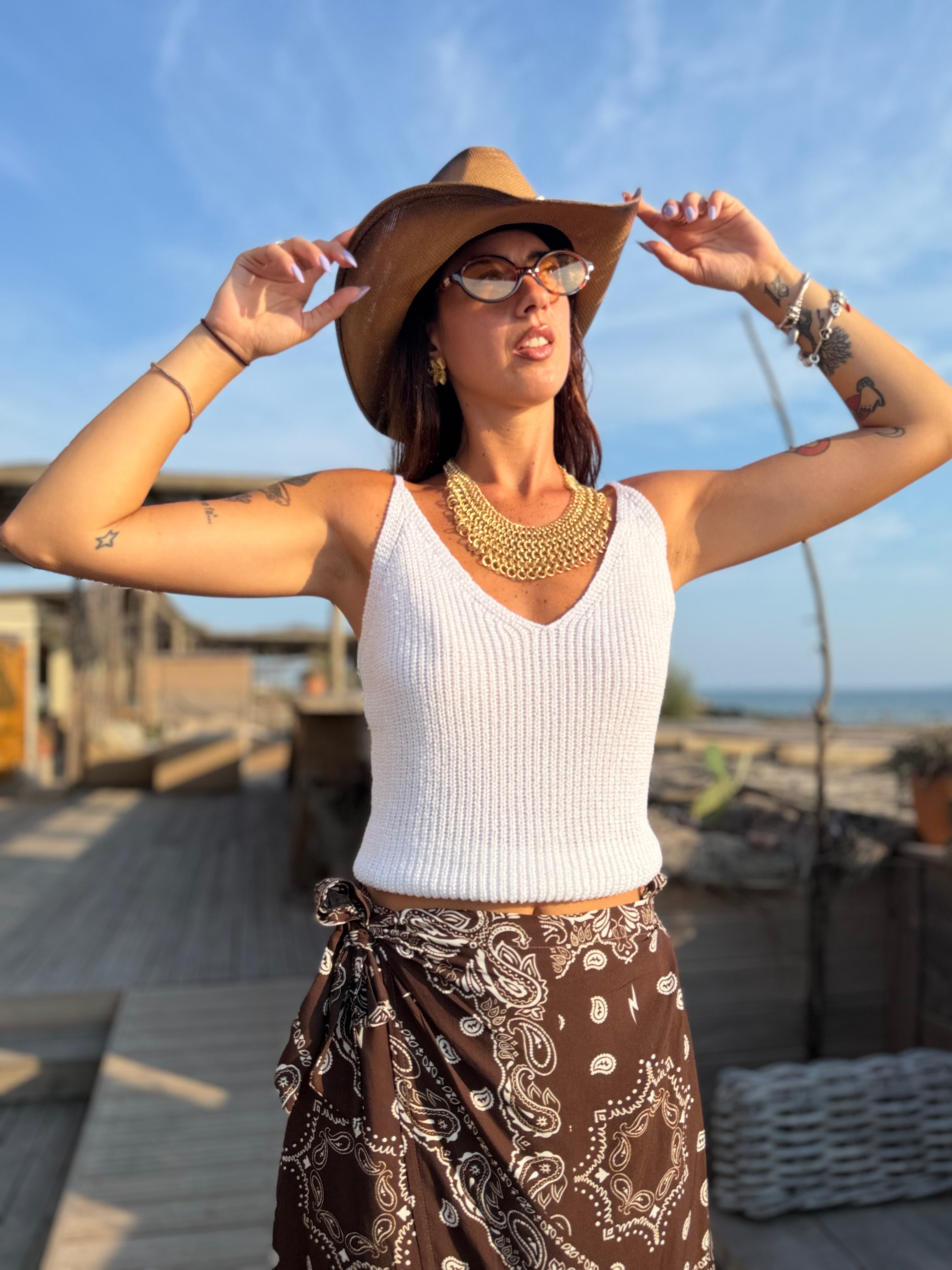 Top Uncinetto Bianco