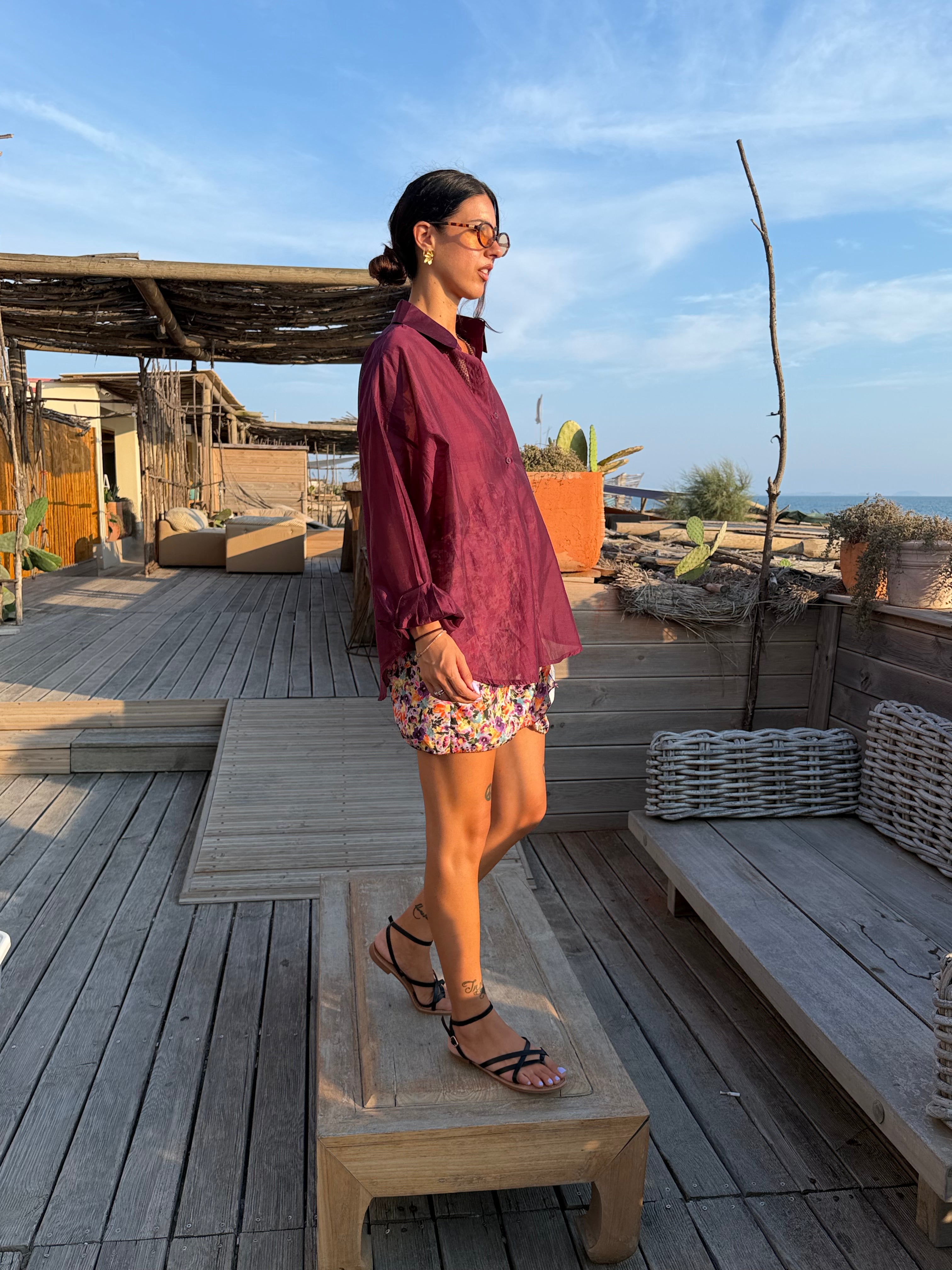 Camicia Velo Bordeaux