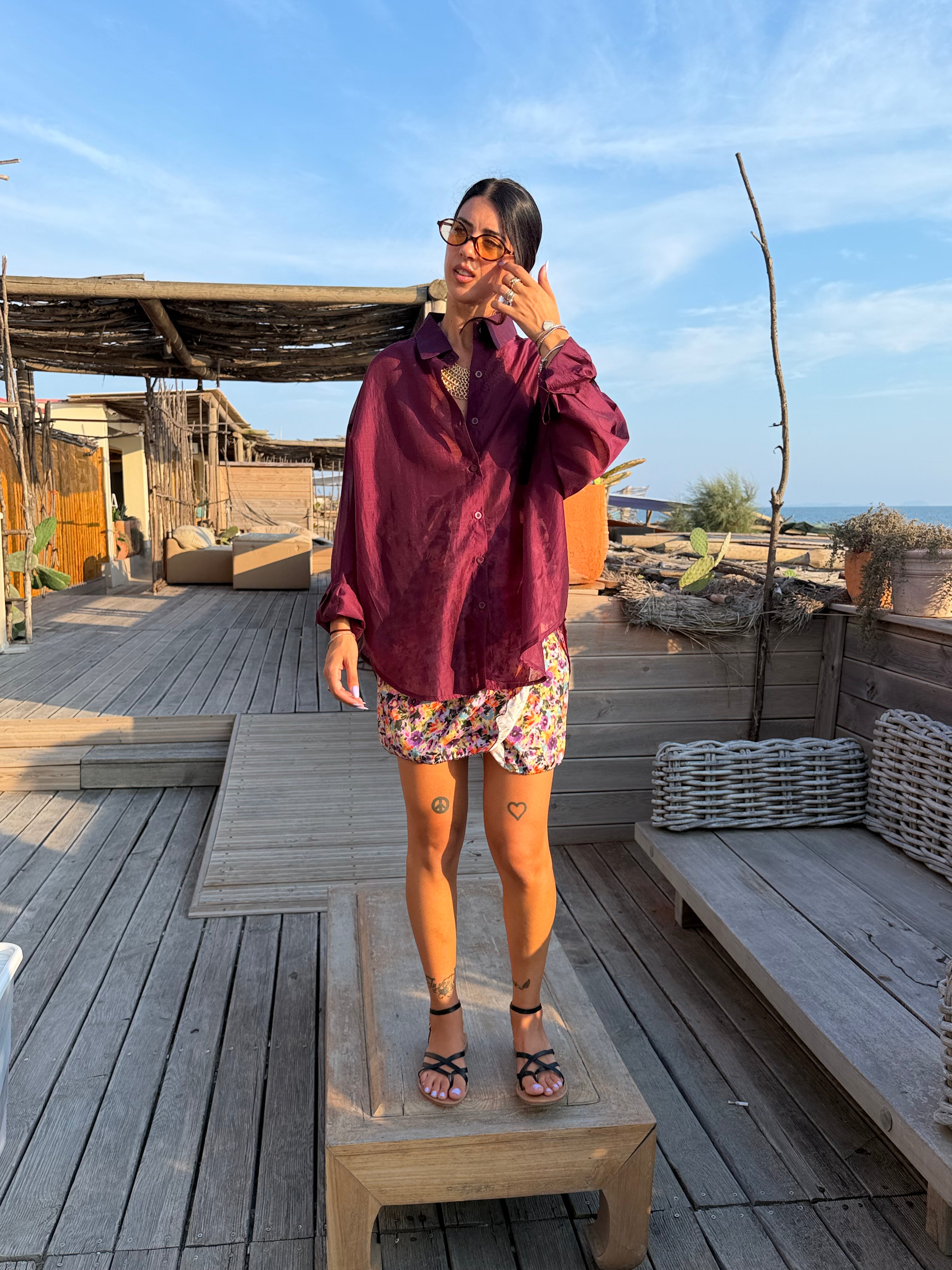 Camicia Velo Bordeaux
